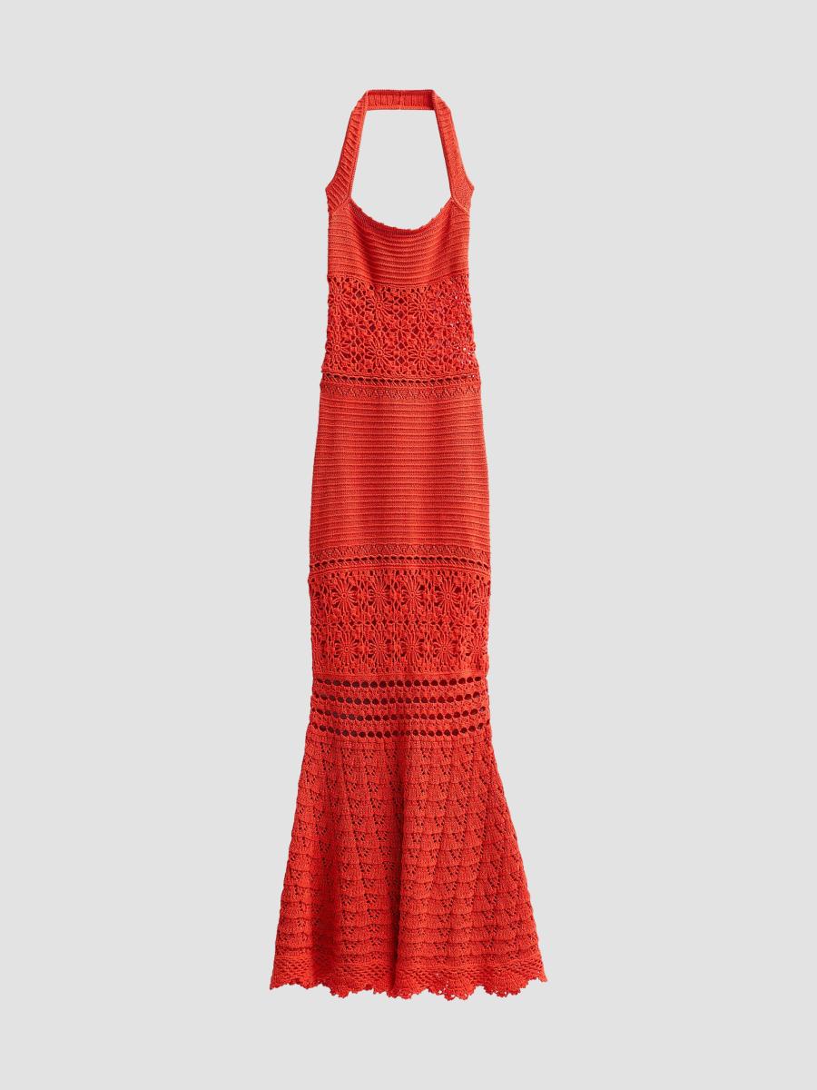 saks crochet dress retrofete Women's Peggie - Red - Size S Crochet midi dress Powell Maxi Dress | V-neckline Colour:Tulip dress from Staud showcases