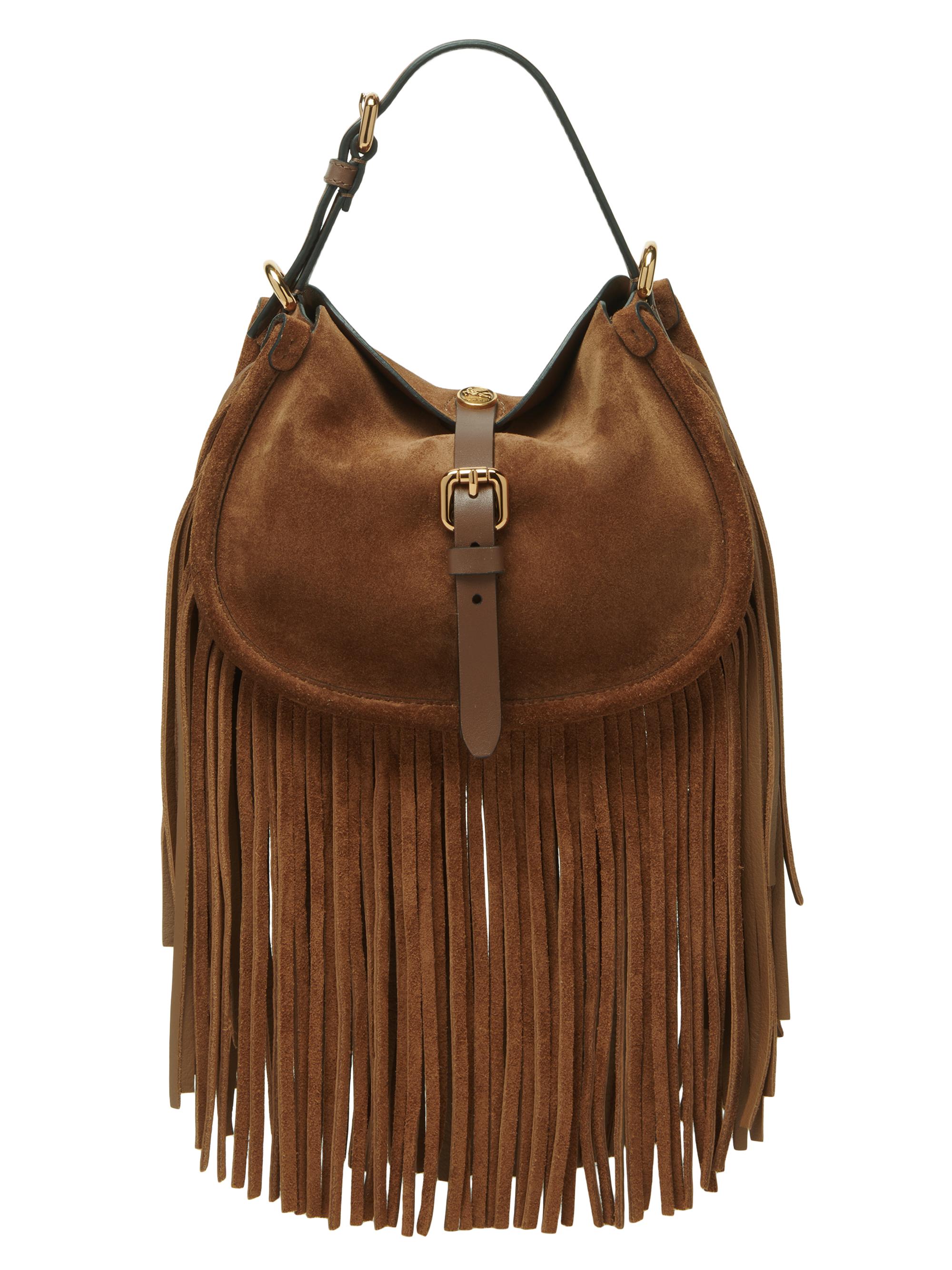 Etro Women's  Pony Fringe Suede Crossbody Bag - Sand