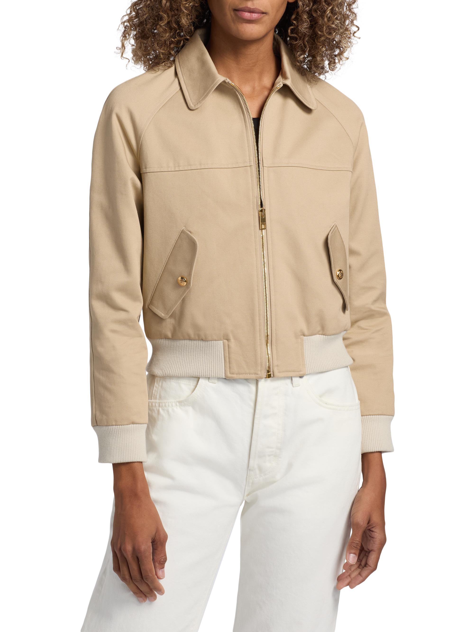 Nili Lotan Women's Saul Cotton Bomber Jacket - Beige | Thumbnail 3