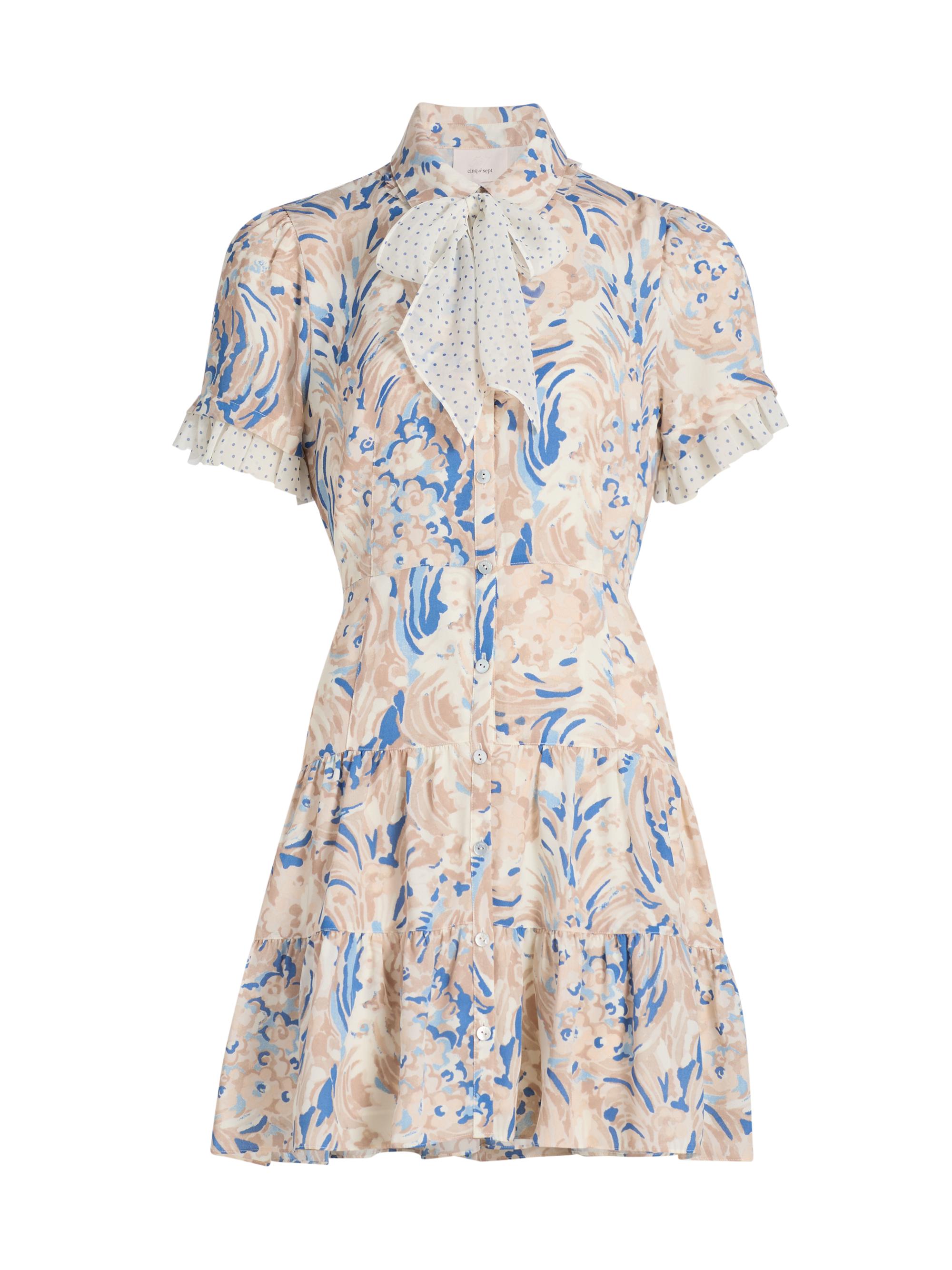 Cinq à Sept Women's Karissa Floral Pussybow Minidress - Neutral Multi