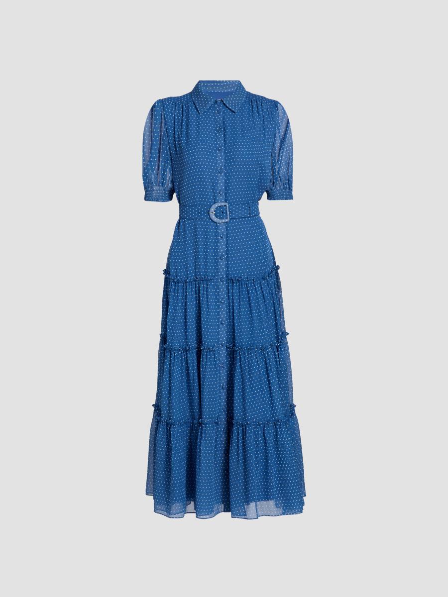 Cinq à Sept Halbini Polka Dot Belted Midi-Dress | Saks Fifth Avenue