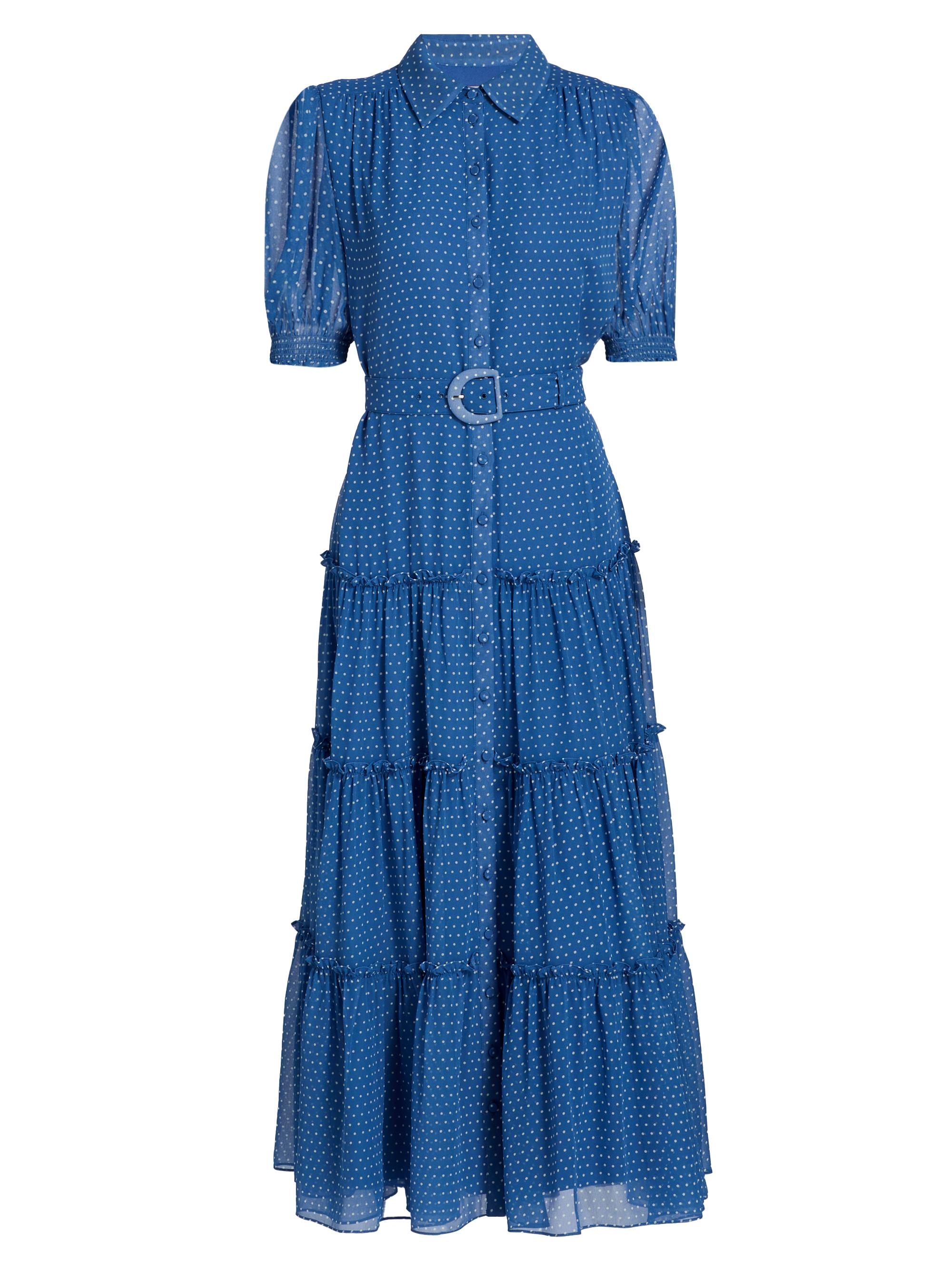 Cinq à Sept Women's Halbini Polka Dot Belted Midi-Dress - Twilight Bay