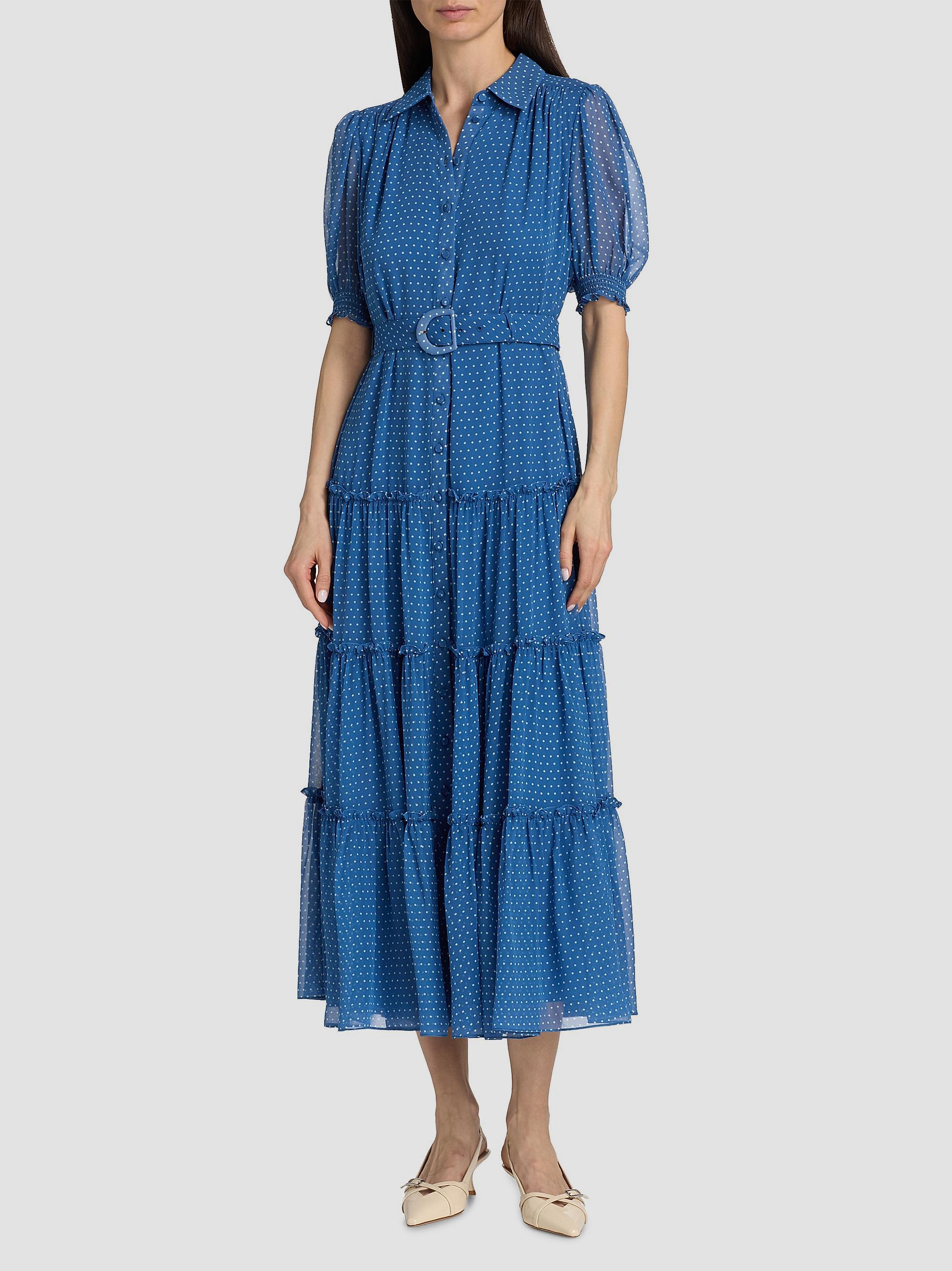 Cinq à Sept Halbini Polka Dot Belted Midi-Dress | Saks Fifth Avenue