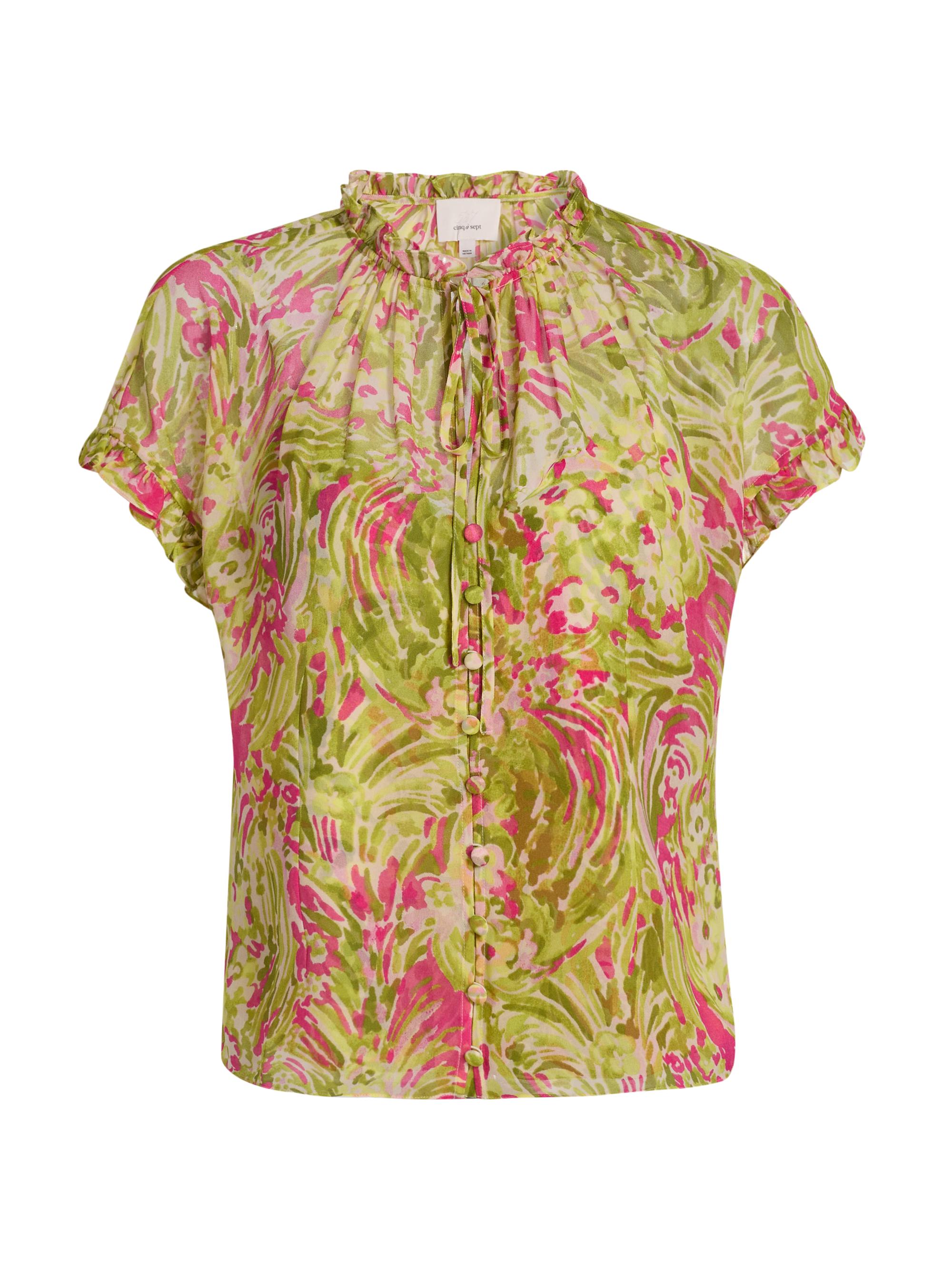 Cinq à Sept Women's Daisy Swirl Jenise Printed Tieneck Blouse - Pink Amethyst Multi