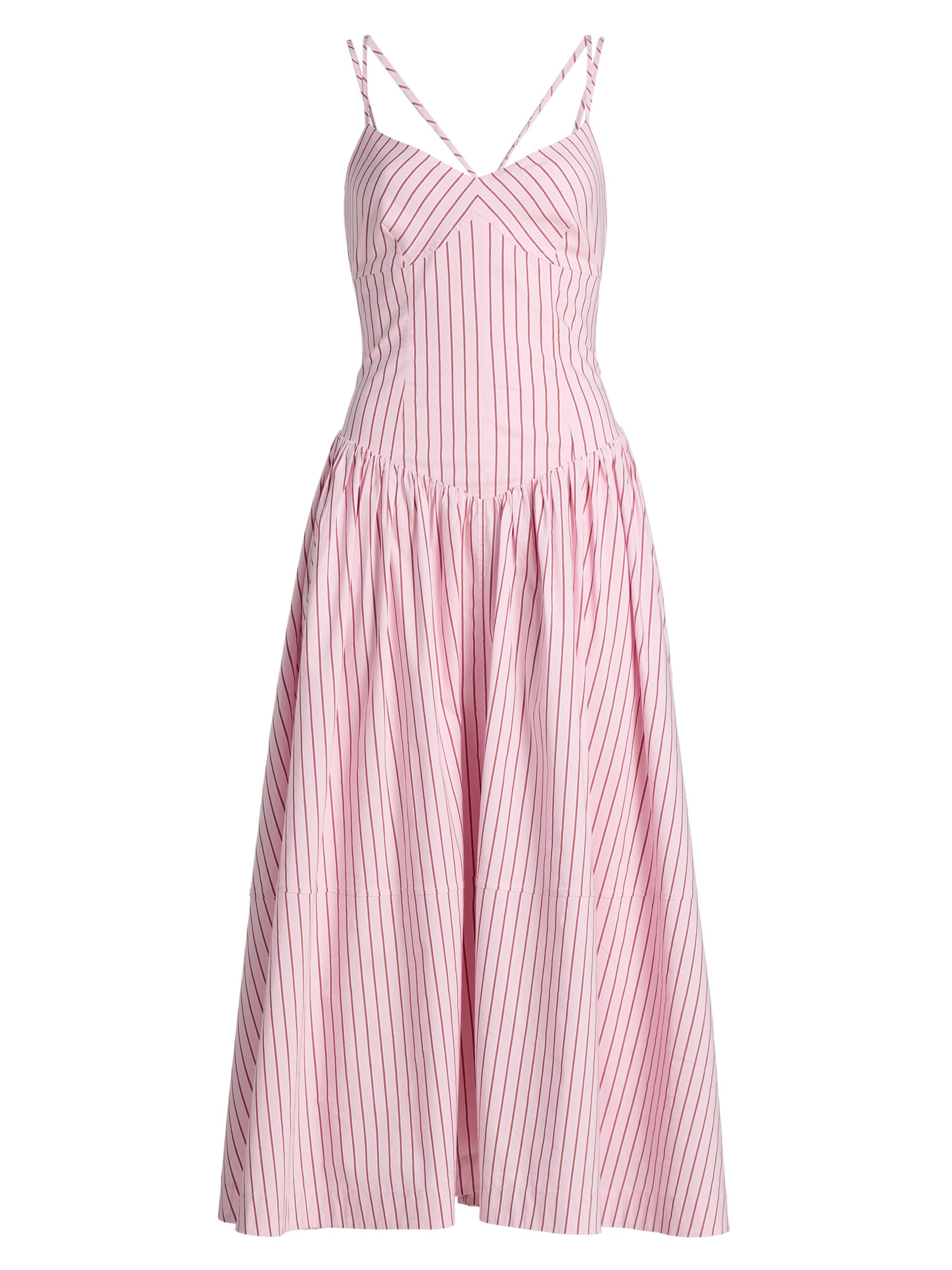 Cinq à Sept Women's Dagna Striped Cotton-Blend Midi-Dress - Cotton Candy Crimson Plum