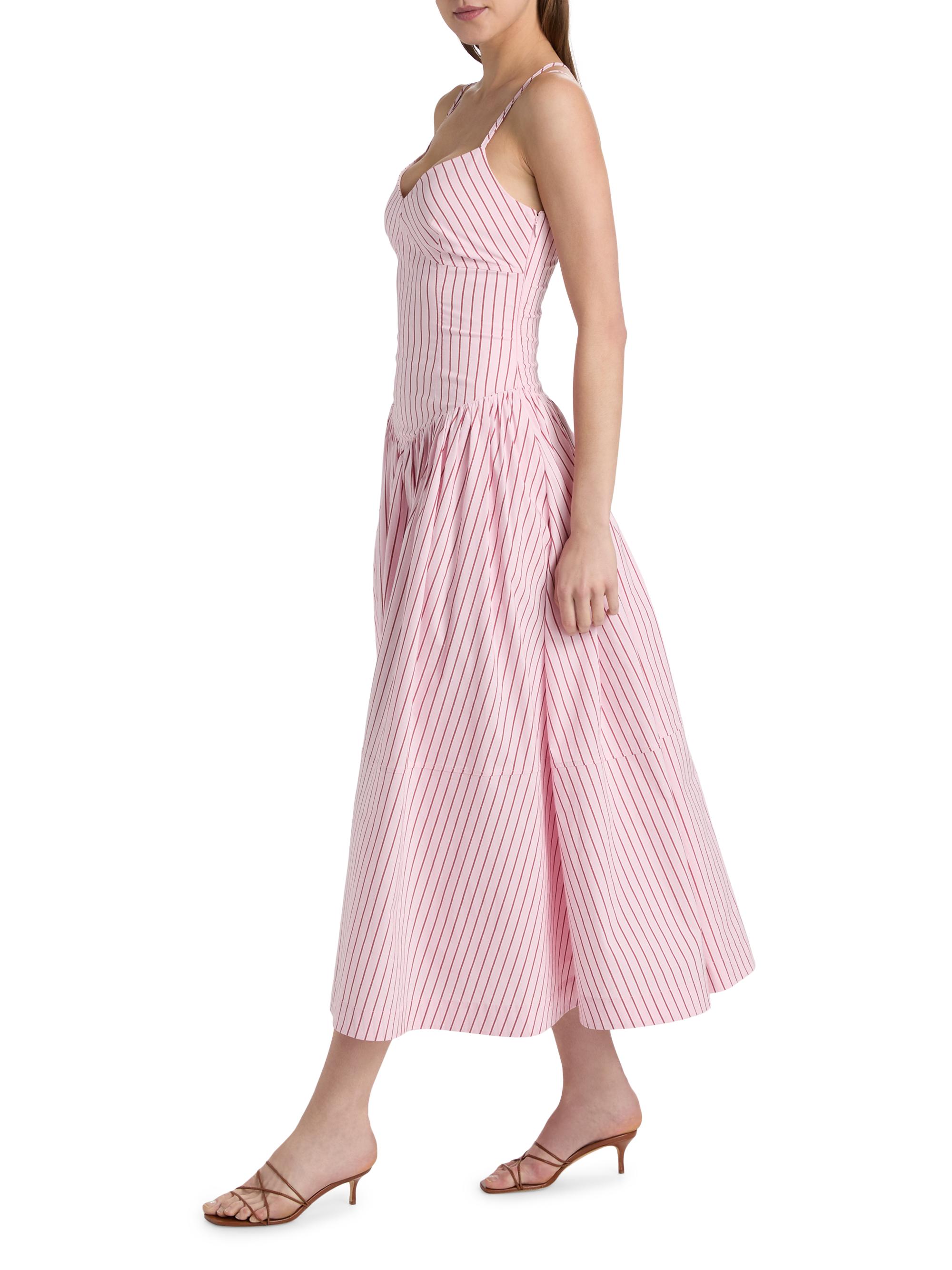 Cinq à Sept Women's Dagna Striped Cotton-Blend Midi-Dress - Cotton Candy Crimson Plum | Thumbnail 4