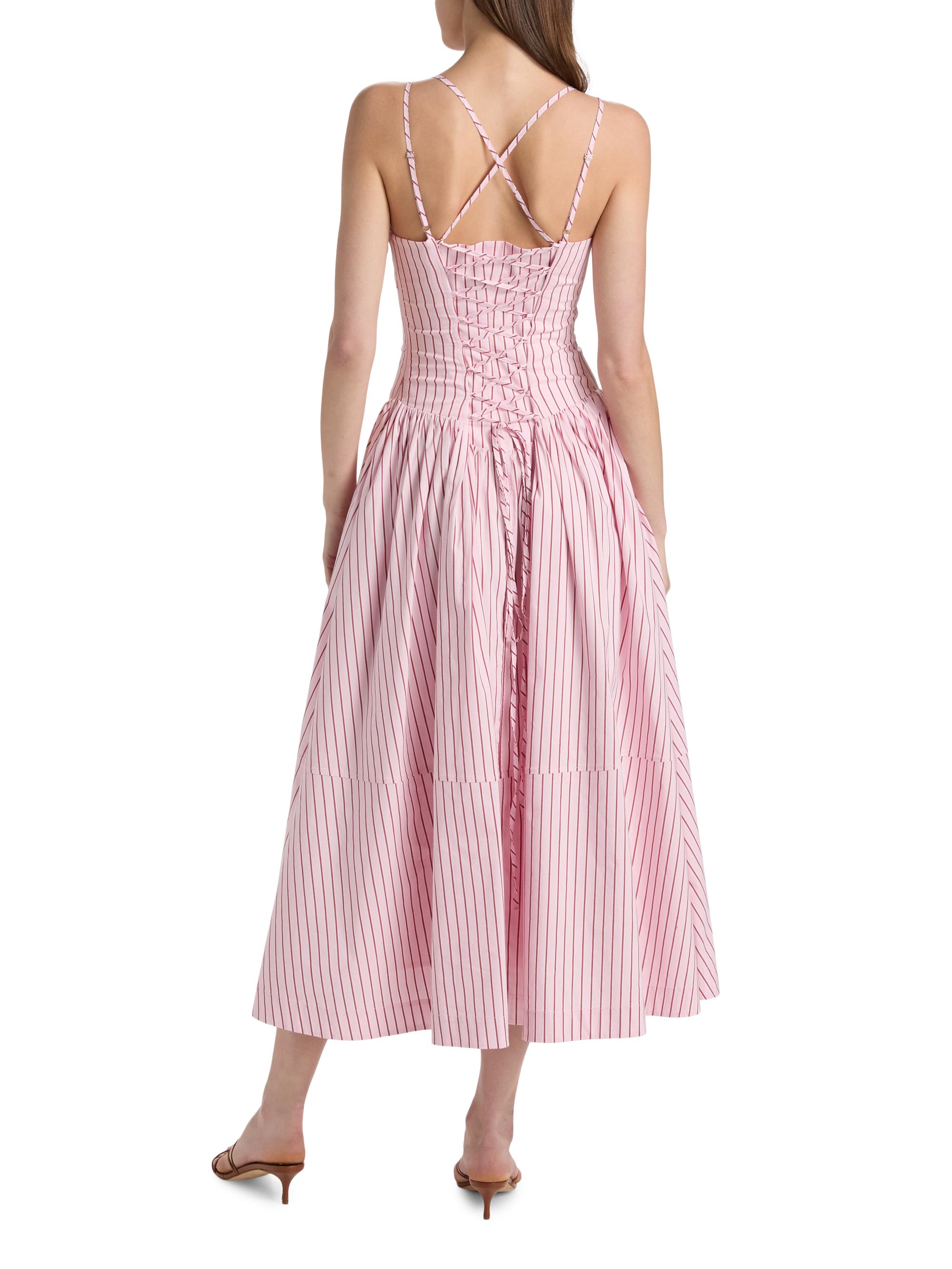 Cinq à Sept Women's Dagna Striped Cotton-Blend Midi-Dress - Cotton Candy Crimson Plum | Thumbnail 5