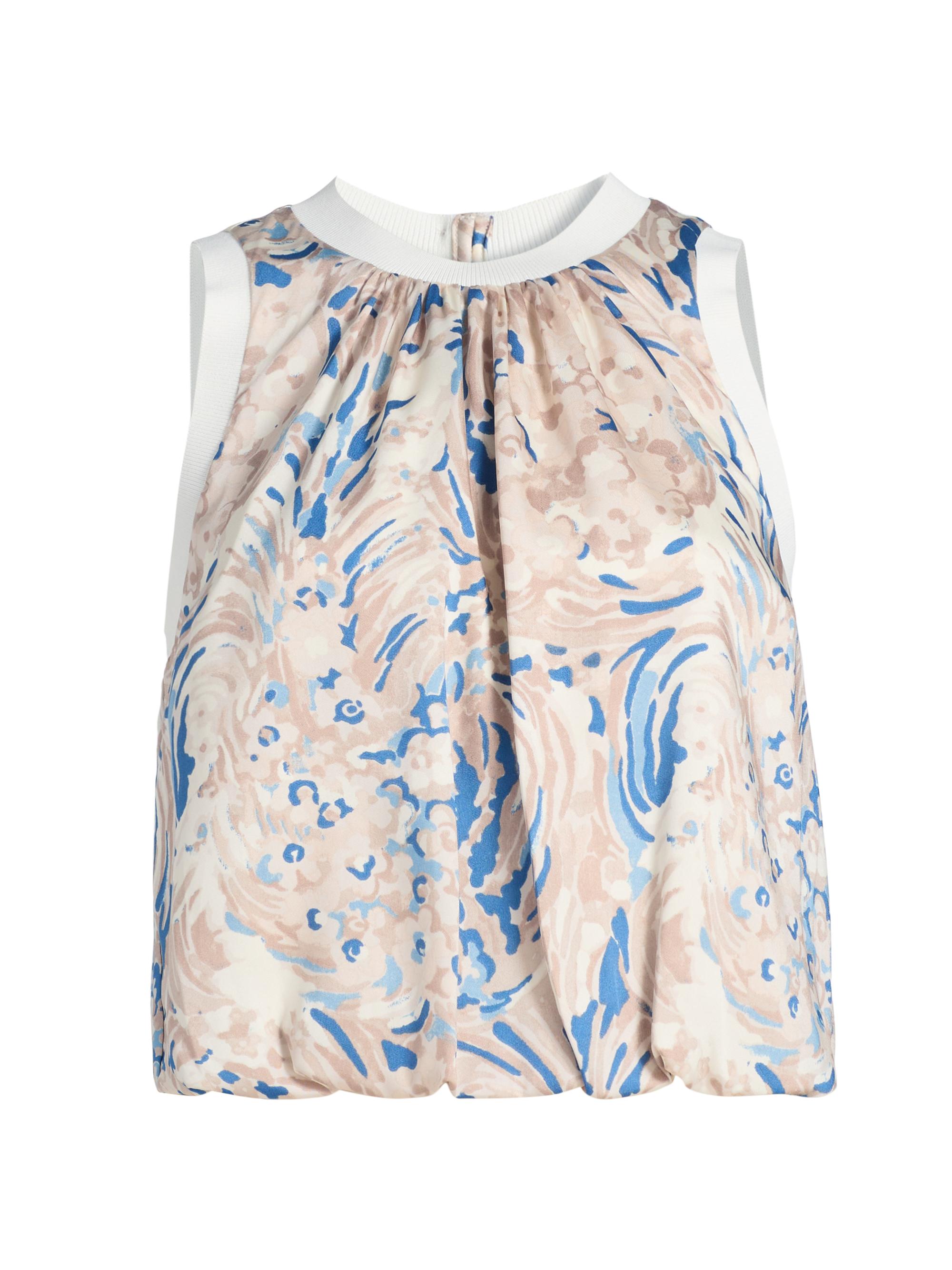 Cinq à Sept Women's Daisy Swirl Peia Printed Blouson Crop Top - Neutral Multi
