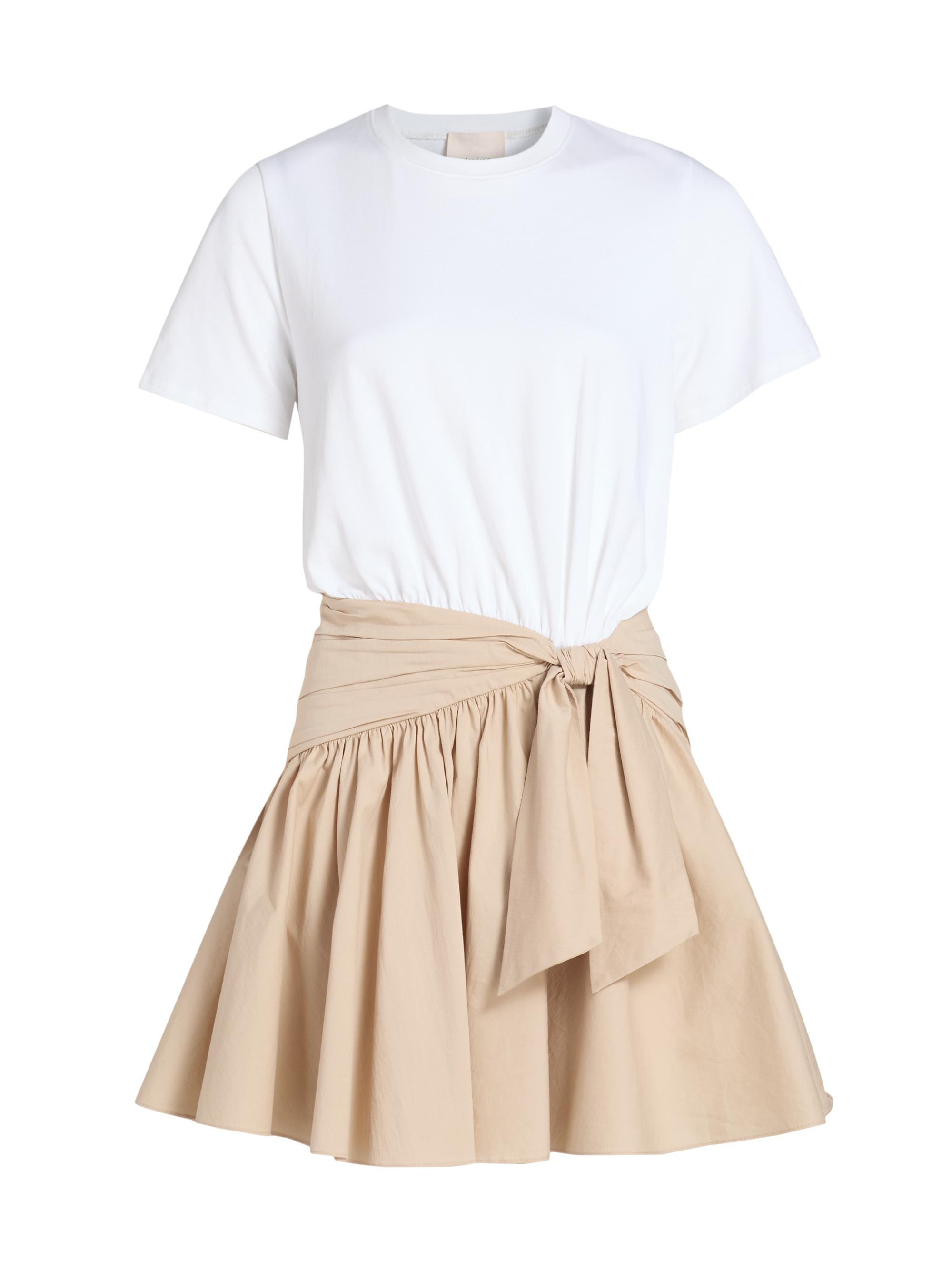 Cinq à Sept Women's Leslie Cotton Combo Crewneck Minidress - White Khaki | Thumbnail 8