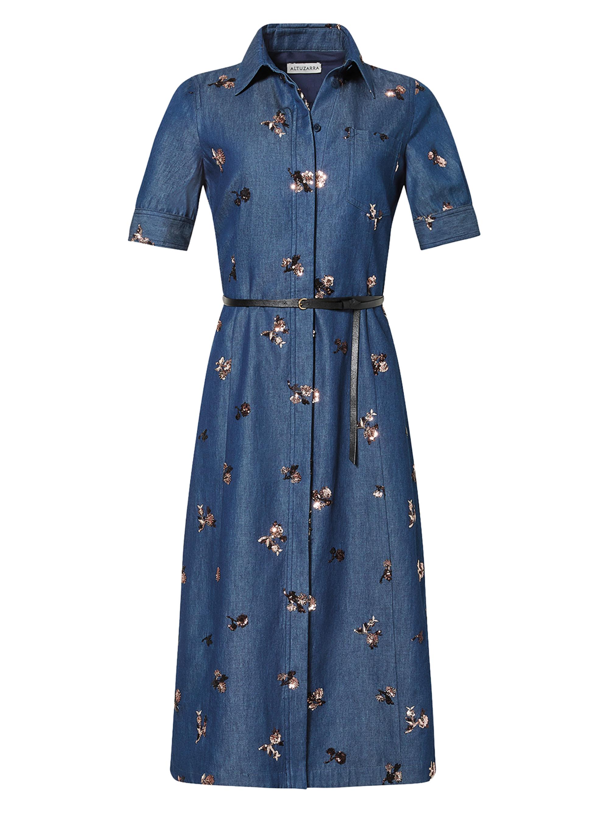 Altuzarra Women's Kieran Embellished Denim Midi-Shirtdress - Midnight