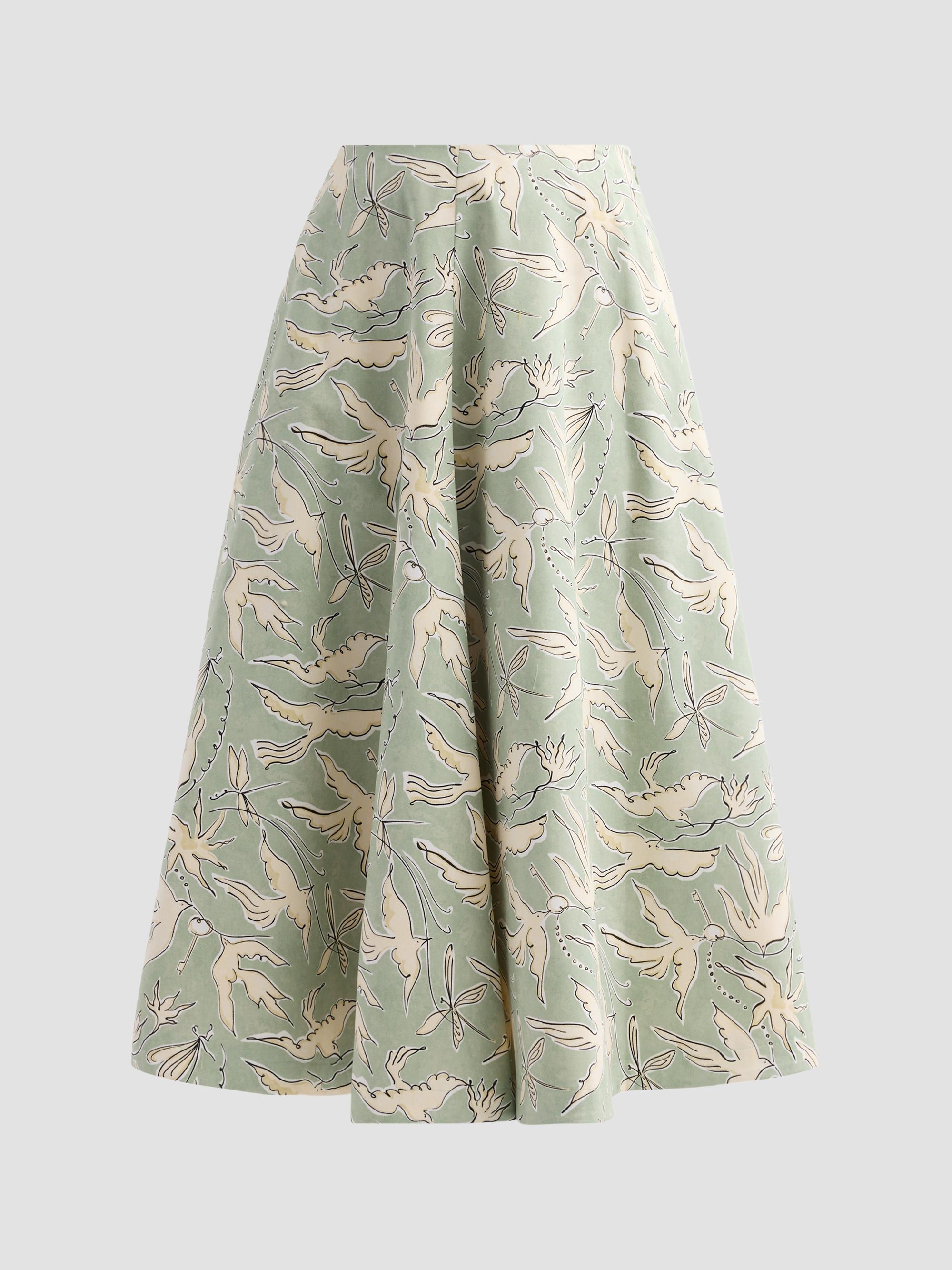 Altuzarra Women's Varda Bird-Print Panelled Midi Skirt - Desert Sage Bird - Women's Clothing