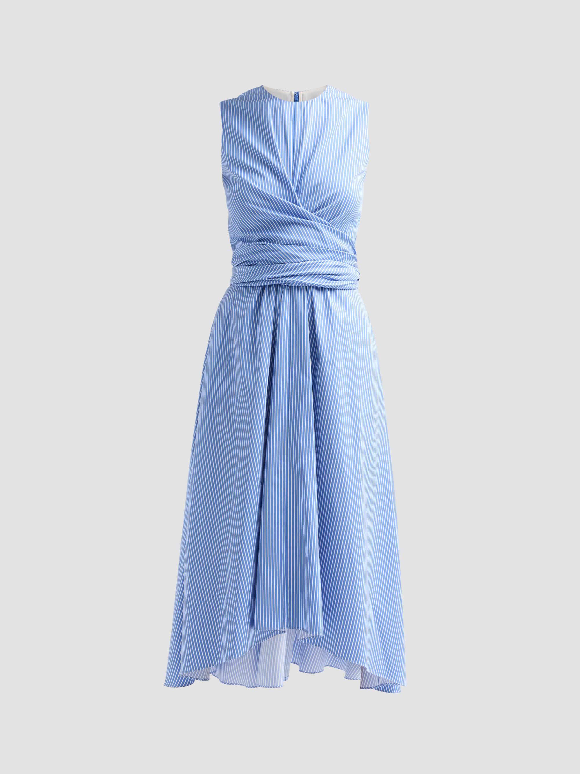 Altuzarra Women's Penny Cotton Midi Dress - Azure Stripe - Women's Clothing