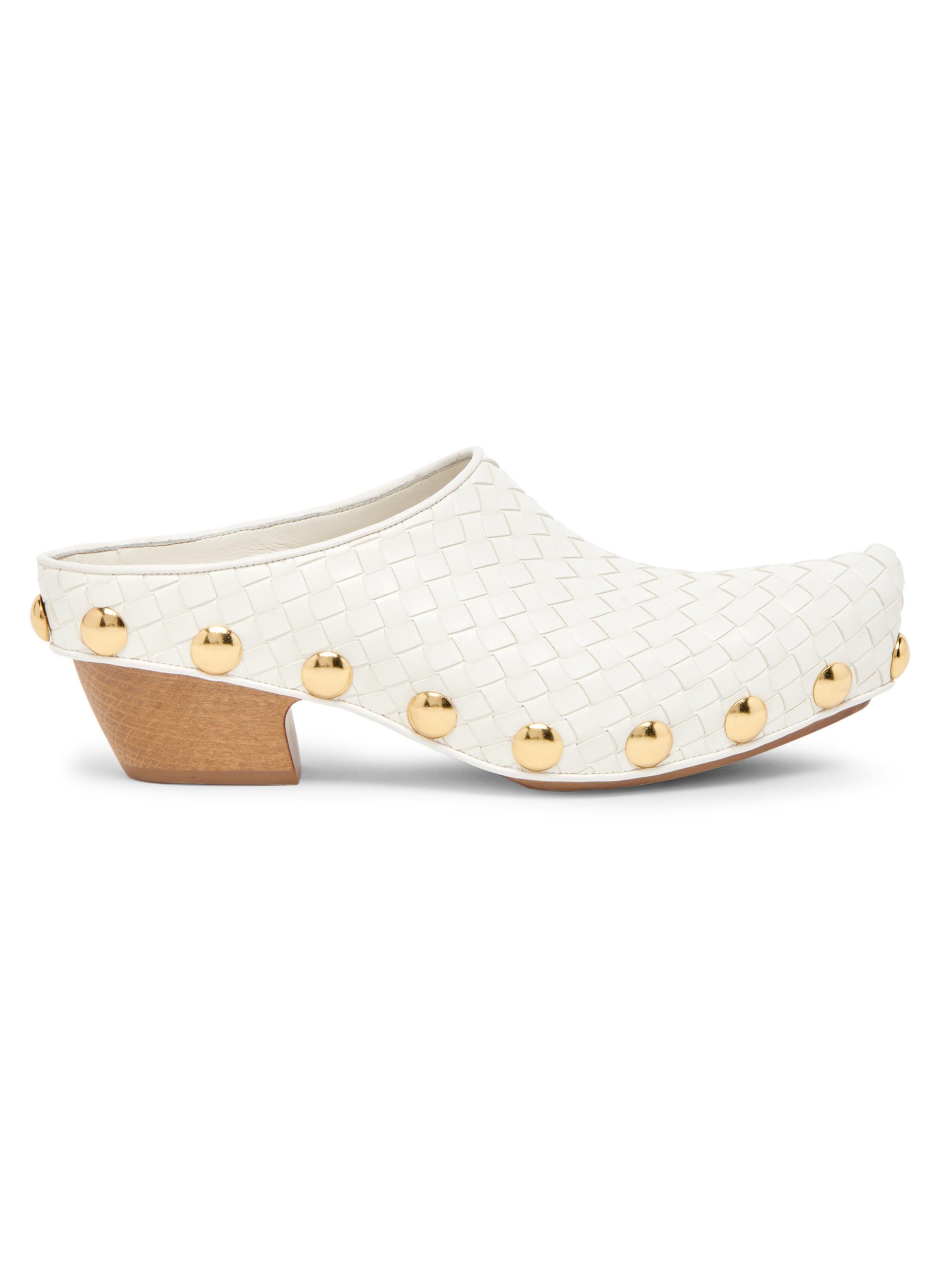 Bottega Veneta Women's Gondola Studded Intrecciato Leather Platform Clogs - Alabaster