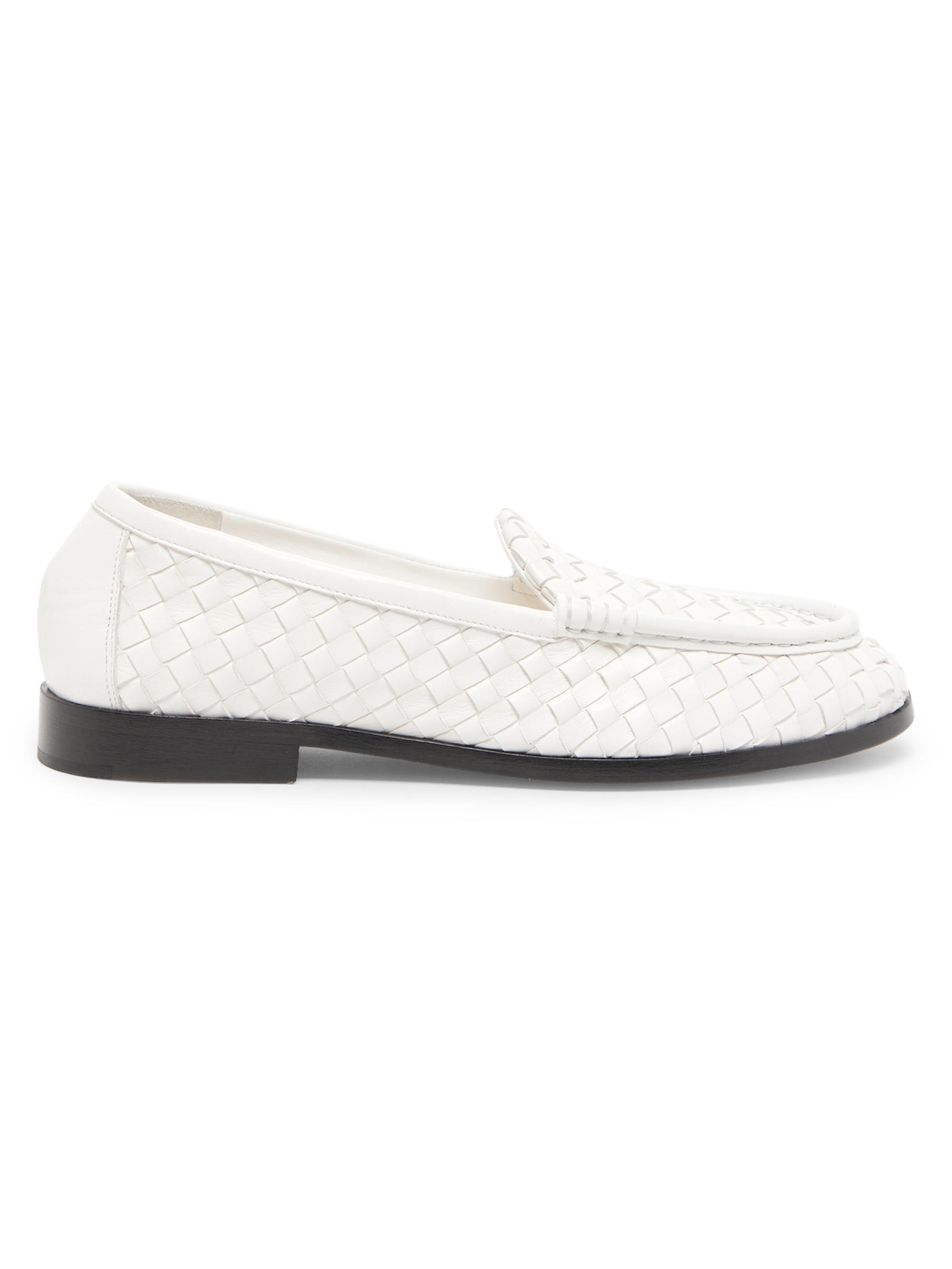 Bottega Veneta Women's Silenzio Intrecciato Leather Loafers - Alabaster