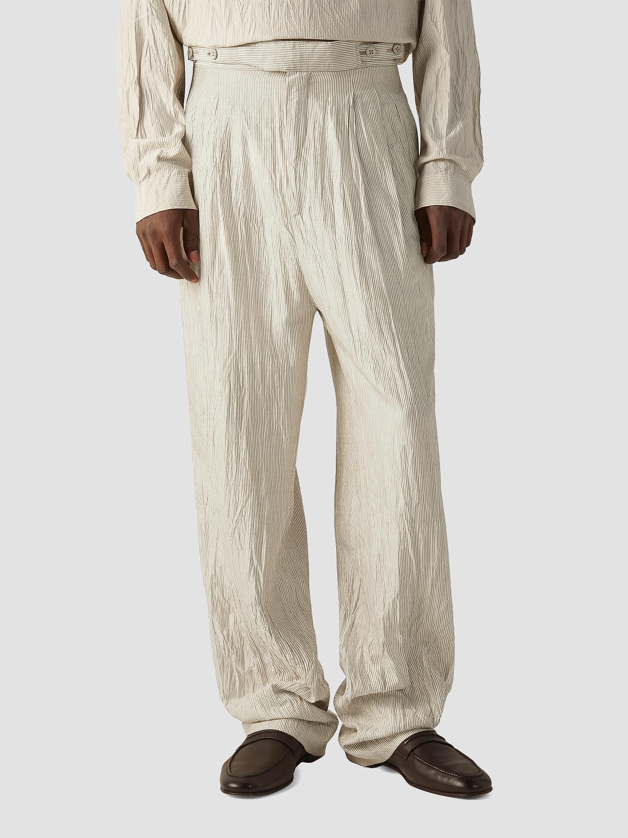 ZEGNA Men's Silk Pants - White Light Grey | Thumbnail 3