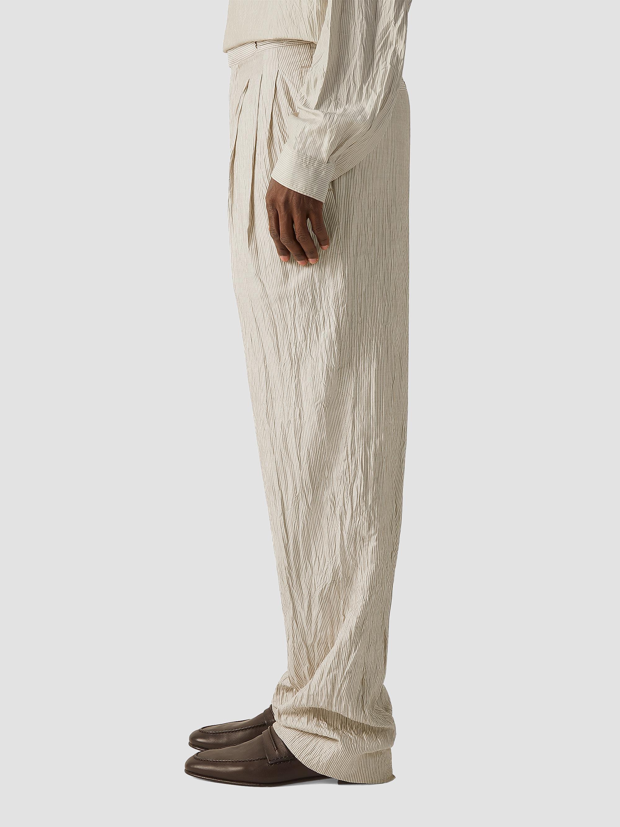 ZEGNA Men's Silk Pants - White Light Grey | Thumbnail 4