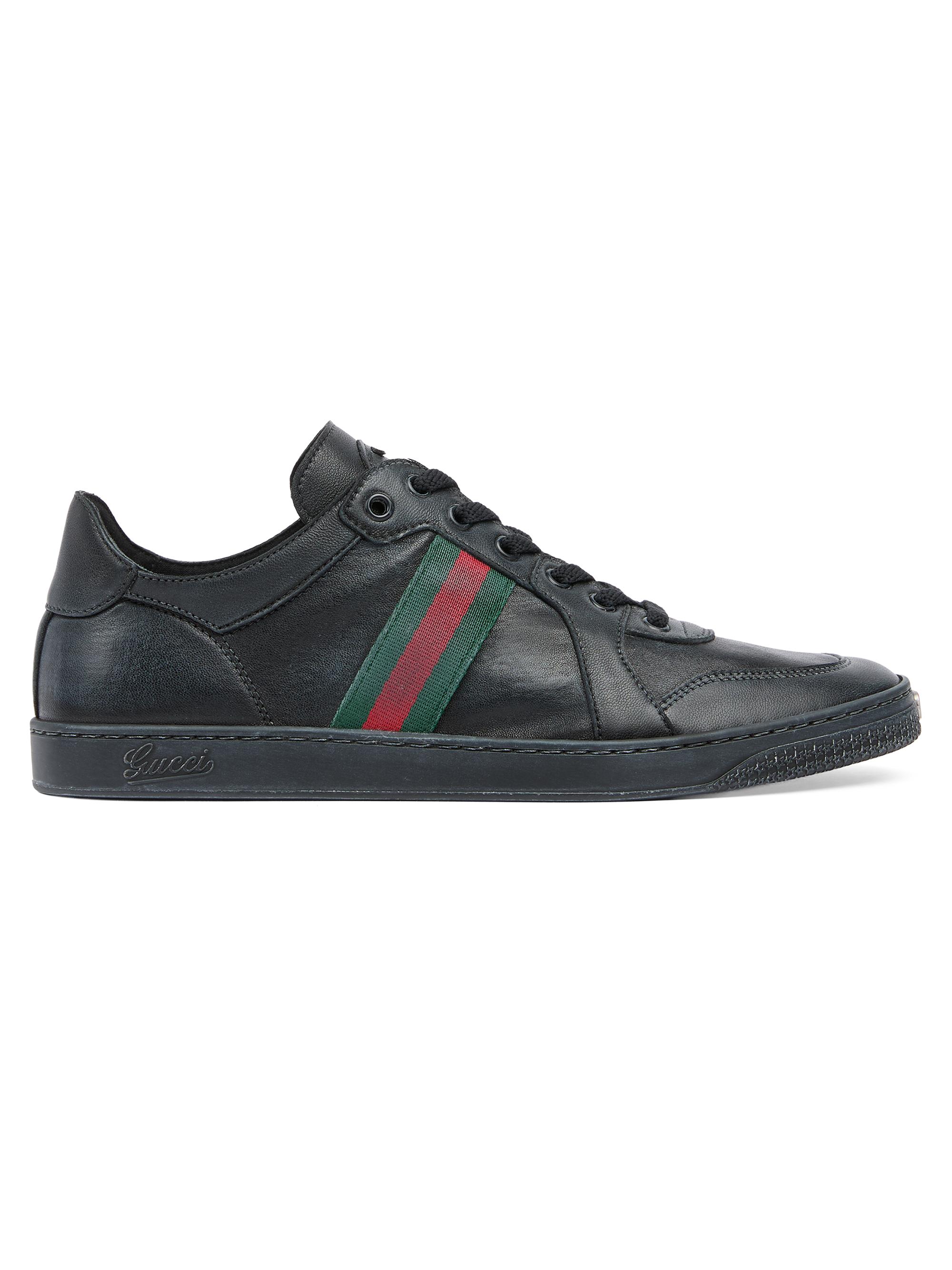 Gucci Screener Embossed-Leather Sneakers | Saks Fifth Avenue