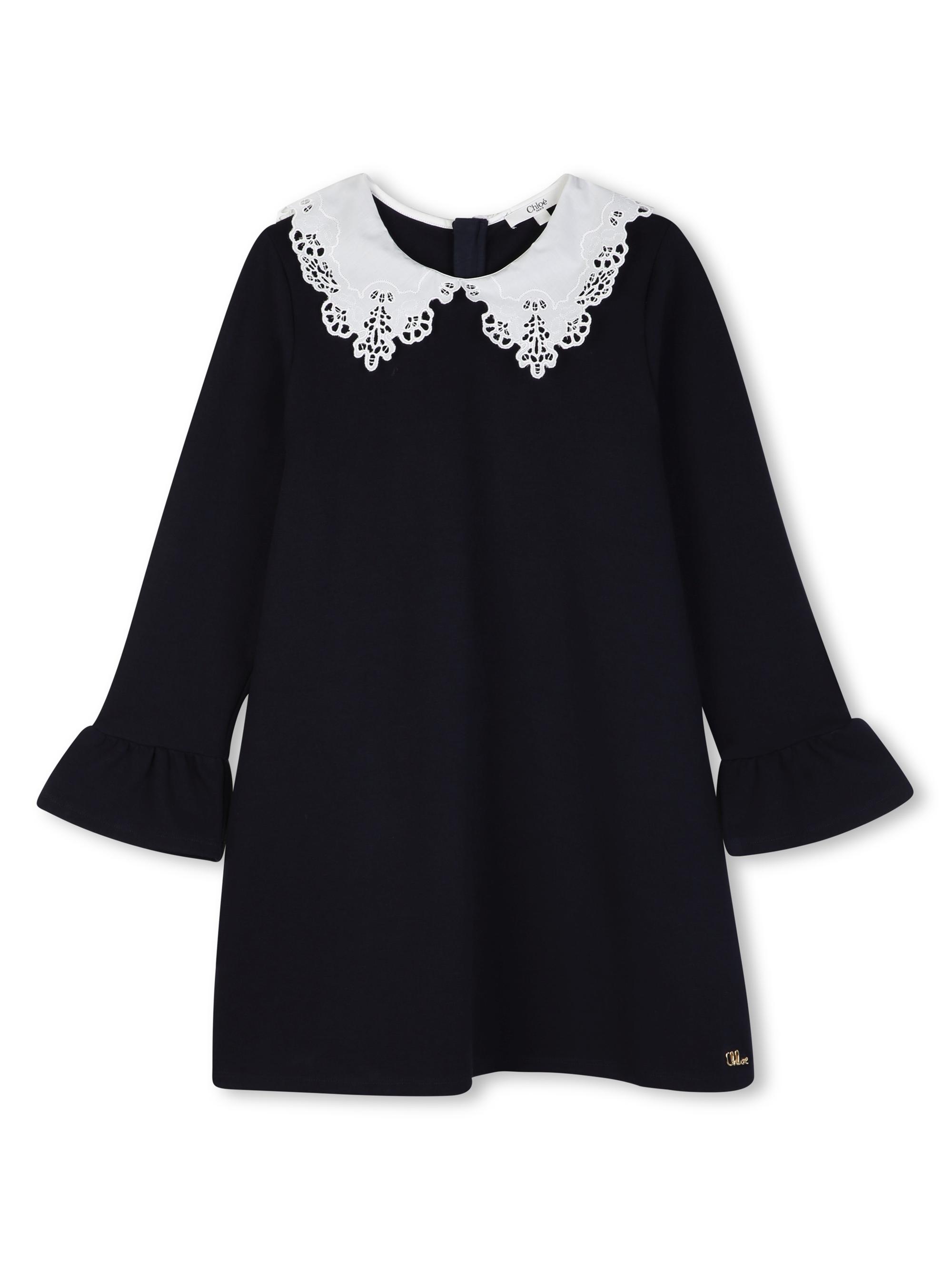 Chloé Little Girl's & Girl's Eyelet-Trimmed Shift Dress - Navy | Thumbnail 4