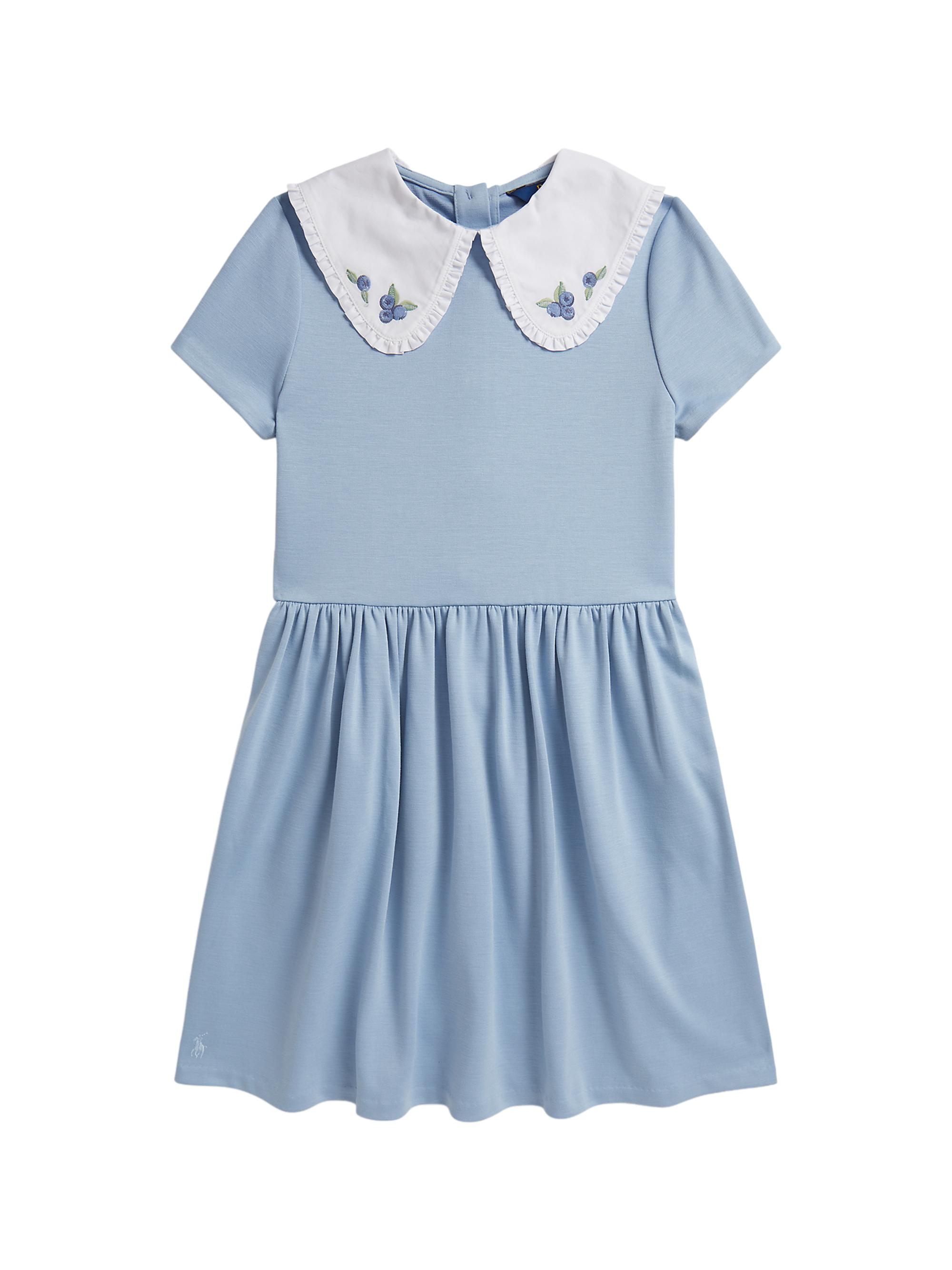 little girl blue dress Rosette Girls Dress main image 1