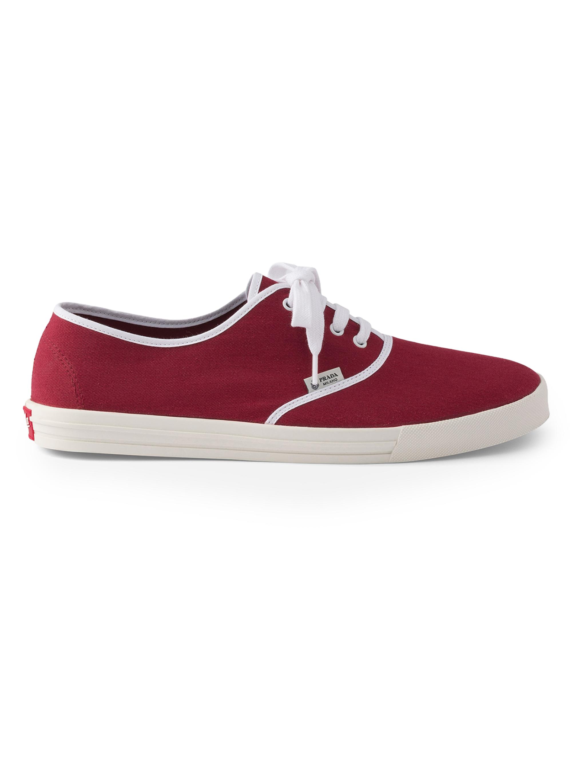 Prada Men's Drill Fabric Sneakers - Dark Red