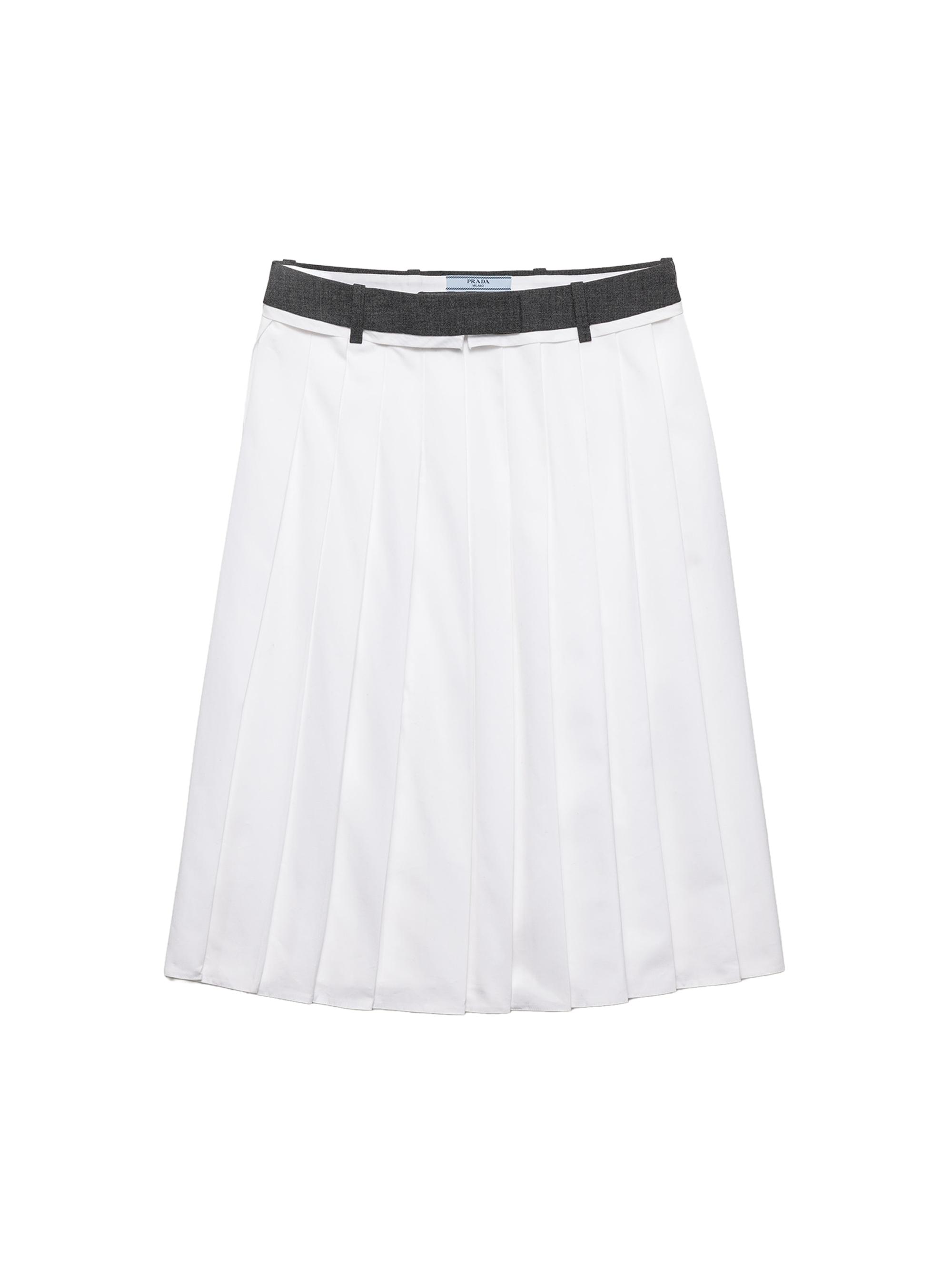 Prada Women's Pleated Poplin and Rush Stitch Skirt - White