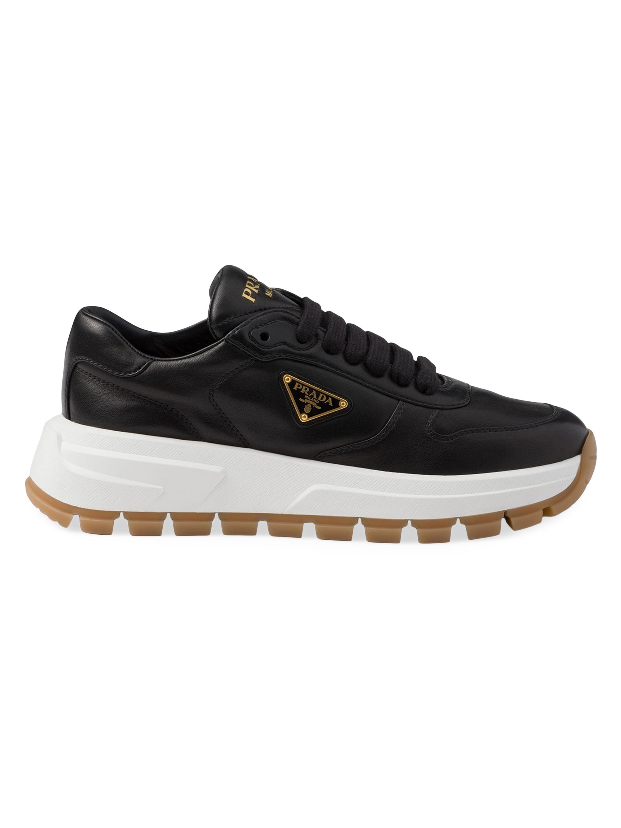 Prada Women's Prax 01 Leather Sneakers - Black