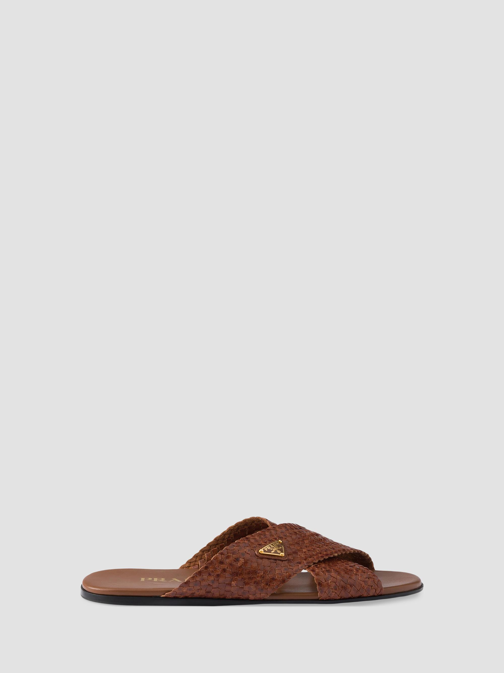 Miu Miu Crochet and Leather Flat Slides | Saks Fifth Avenue