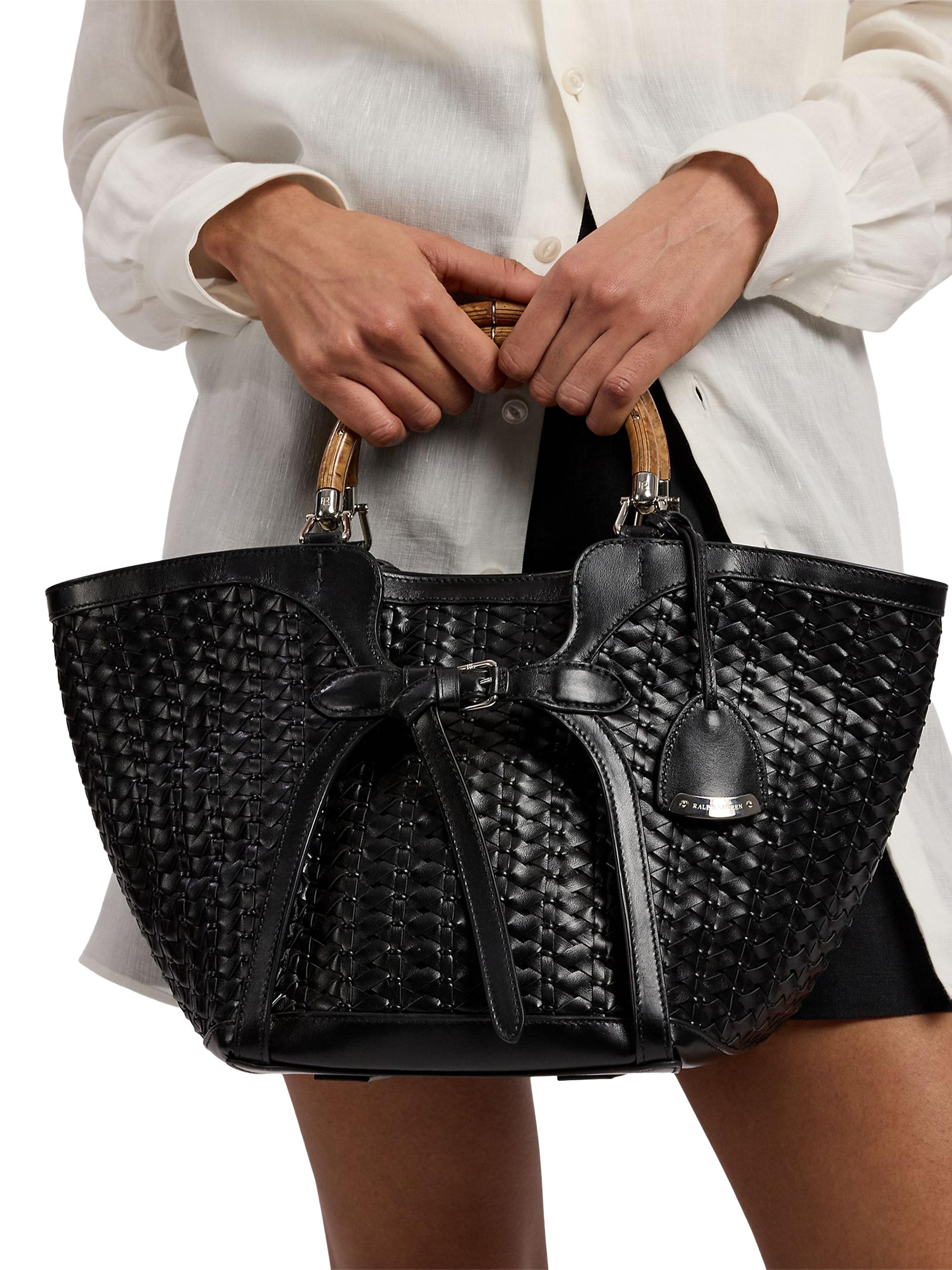 Ralph Lauren Collection Women's The Ralph Woven Leather Tote Bag - Black