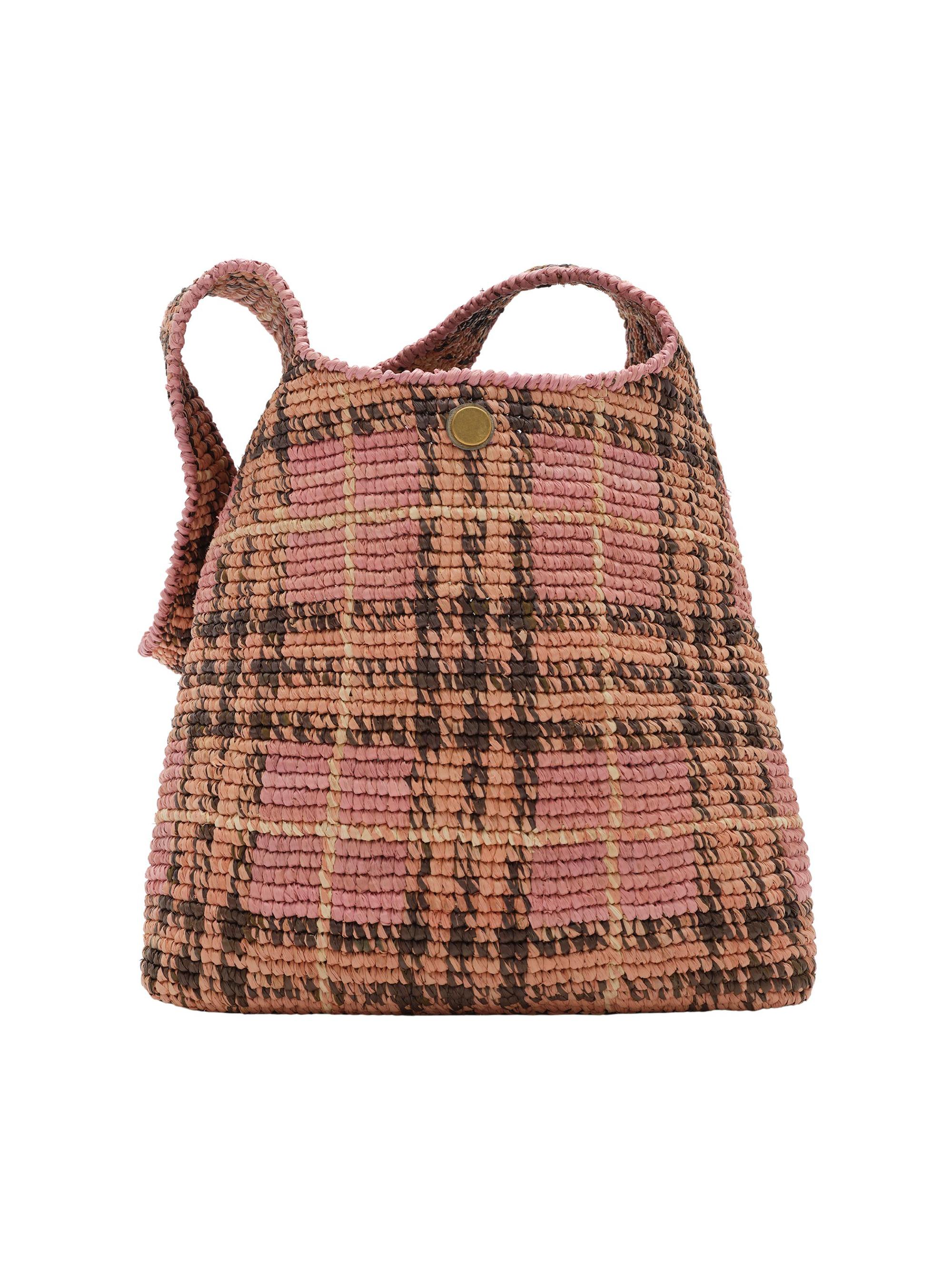 Burberry Women's Margate  Check Raffia Hobo Bag - Pink