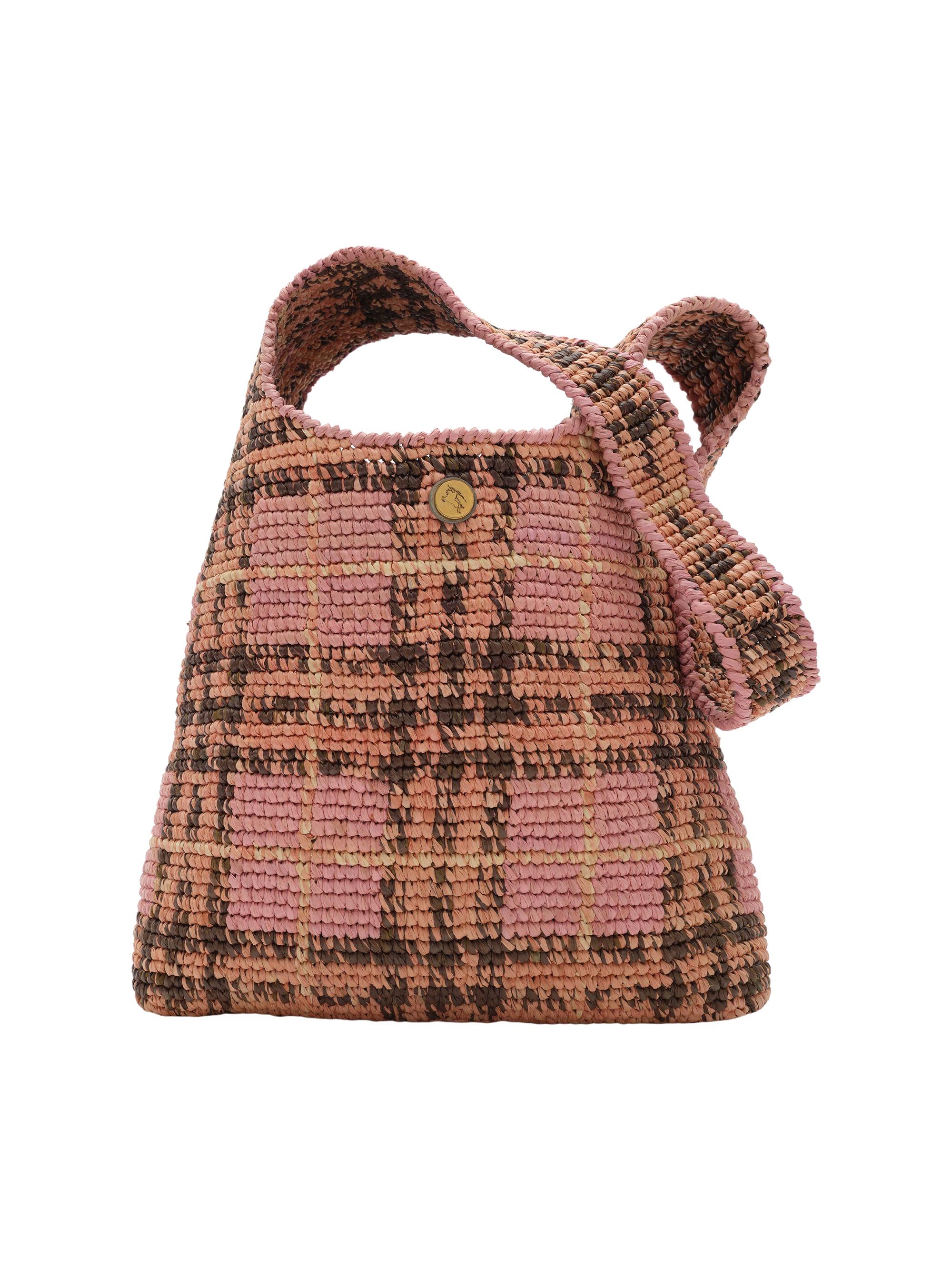 Burberry Margate Small Check Raffia Hobo Bag | Saks Fifth Avenue