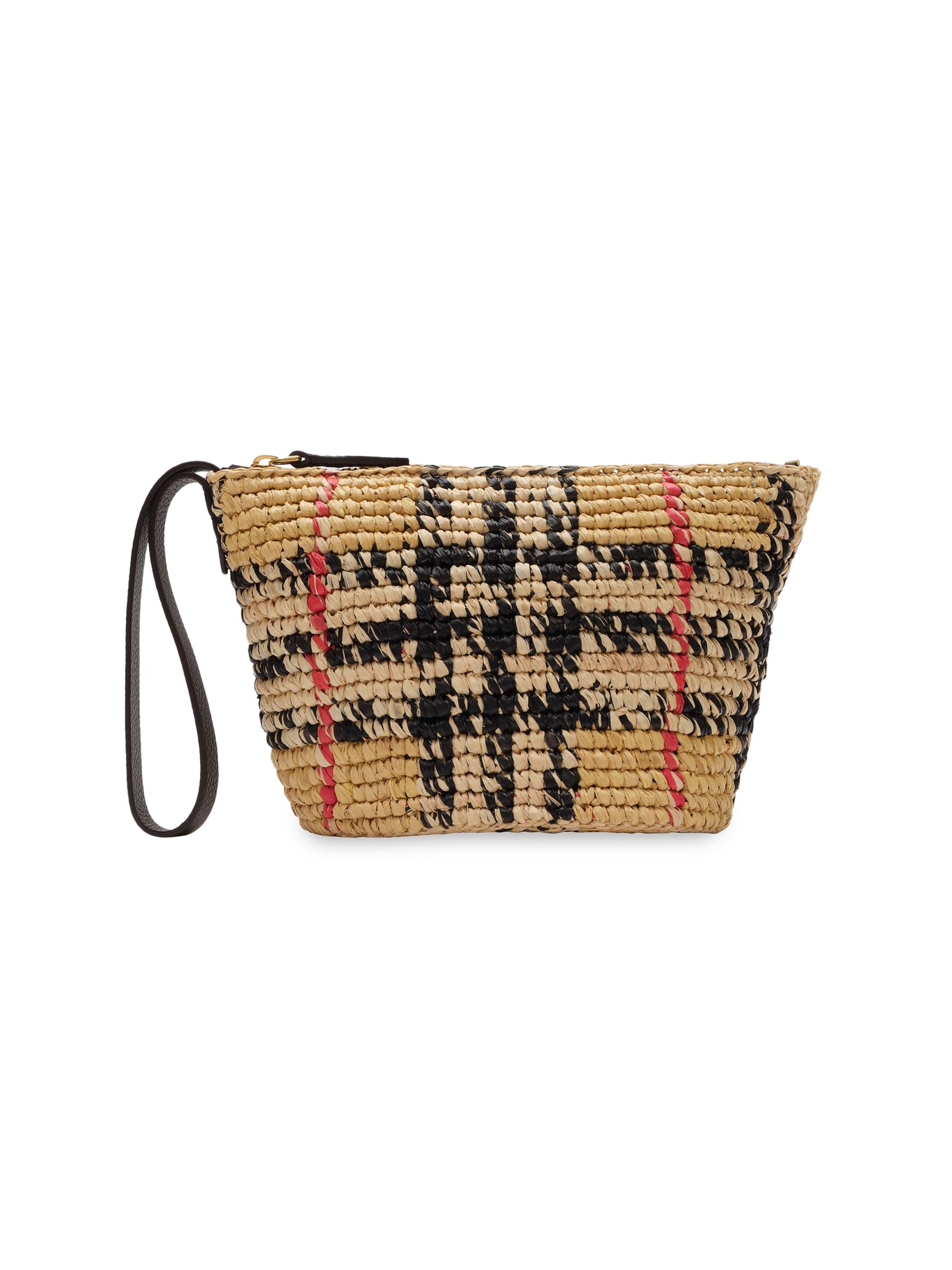Burberry Women's Margate Small Check Raffia Pouch - Sand