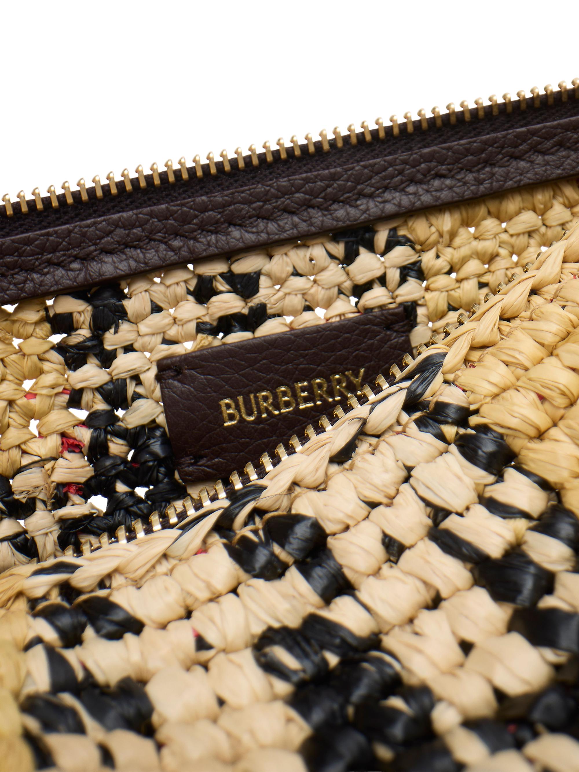 Burberry Margate Small Check Raffia Pouch | Saks Fifth Avenue