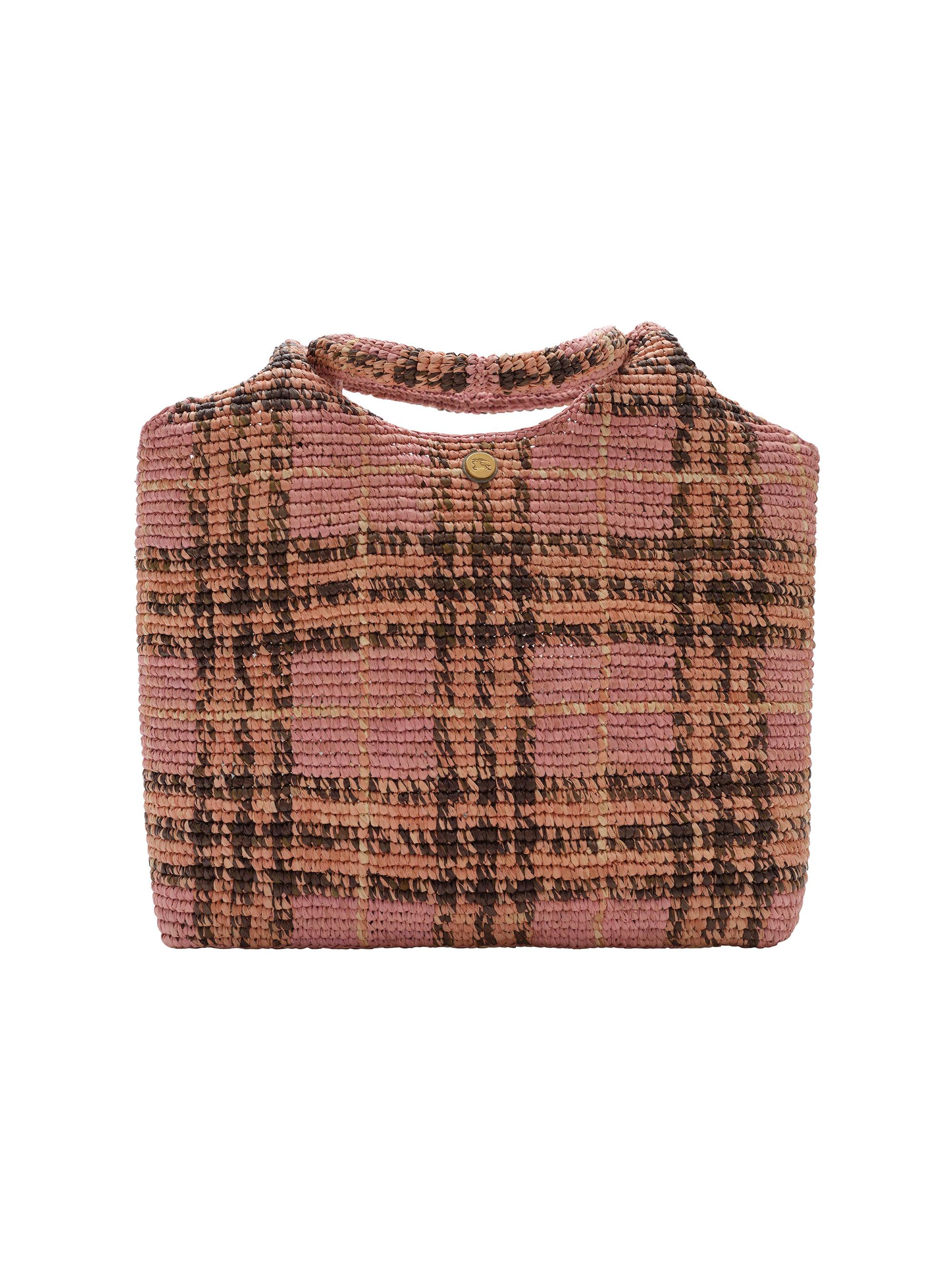 Burberry Women's Margate  Check Raffia Tote Bag - Pink