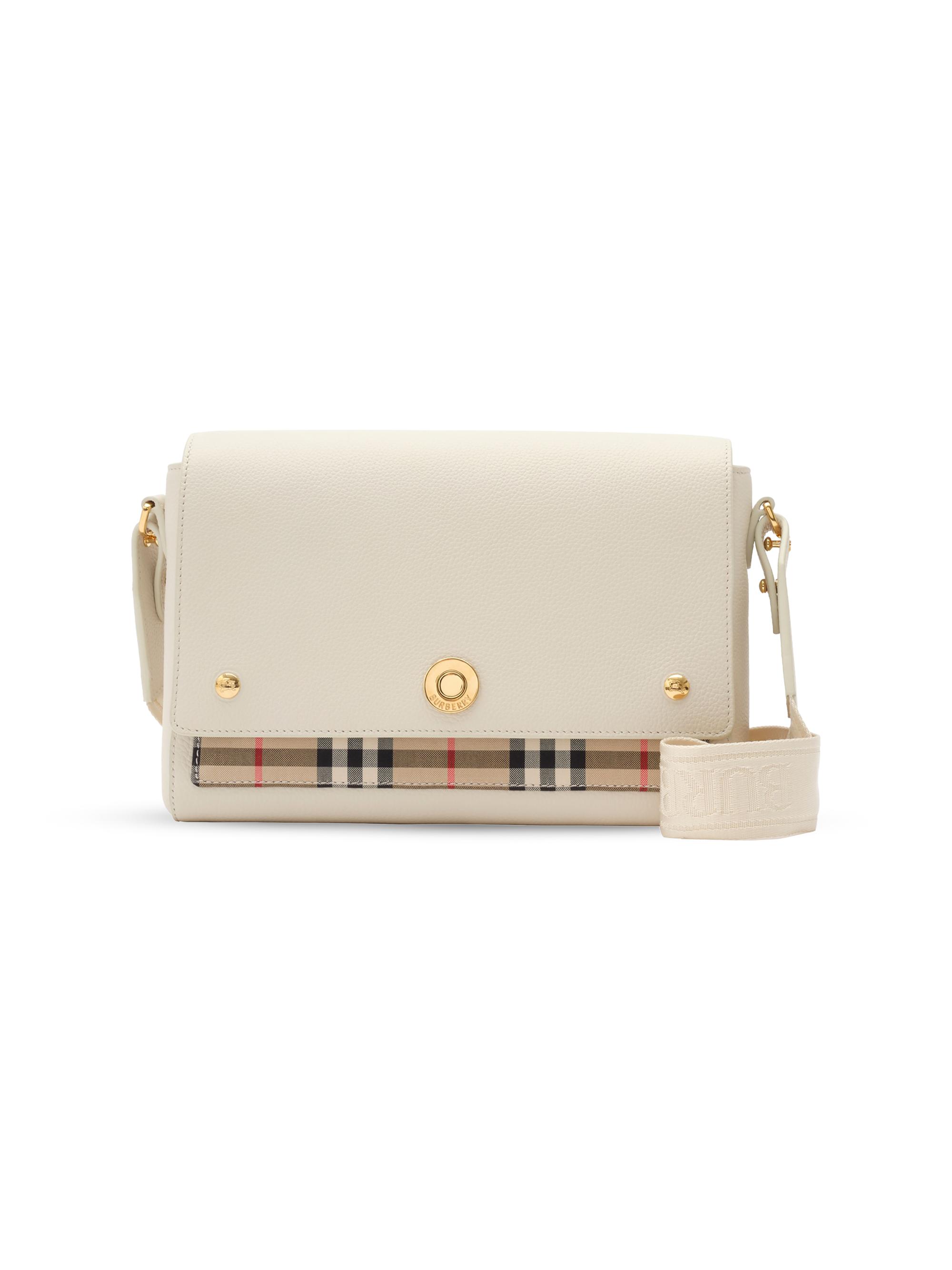 Burberry Women's Note  Check & Leather Crossbody Bag - Soap
