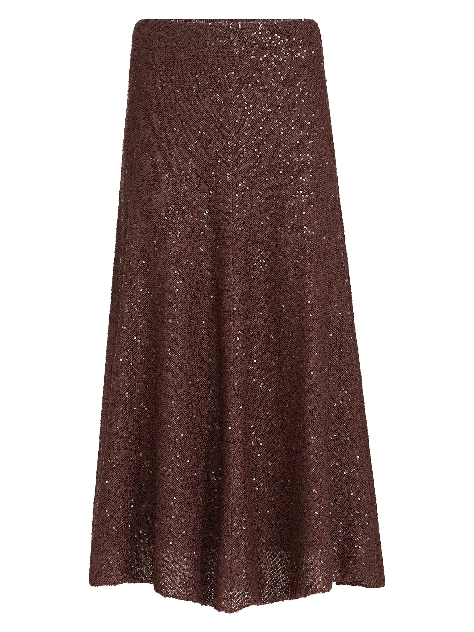 Brunello Cucinelli Women's Linen Cashmere and Silk Dazzling Texture Knit Skirt - Bordeaux