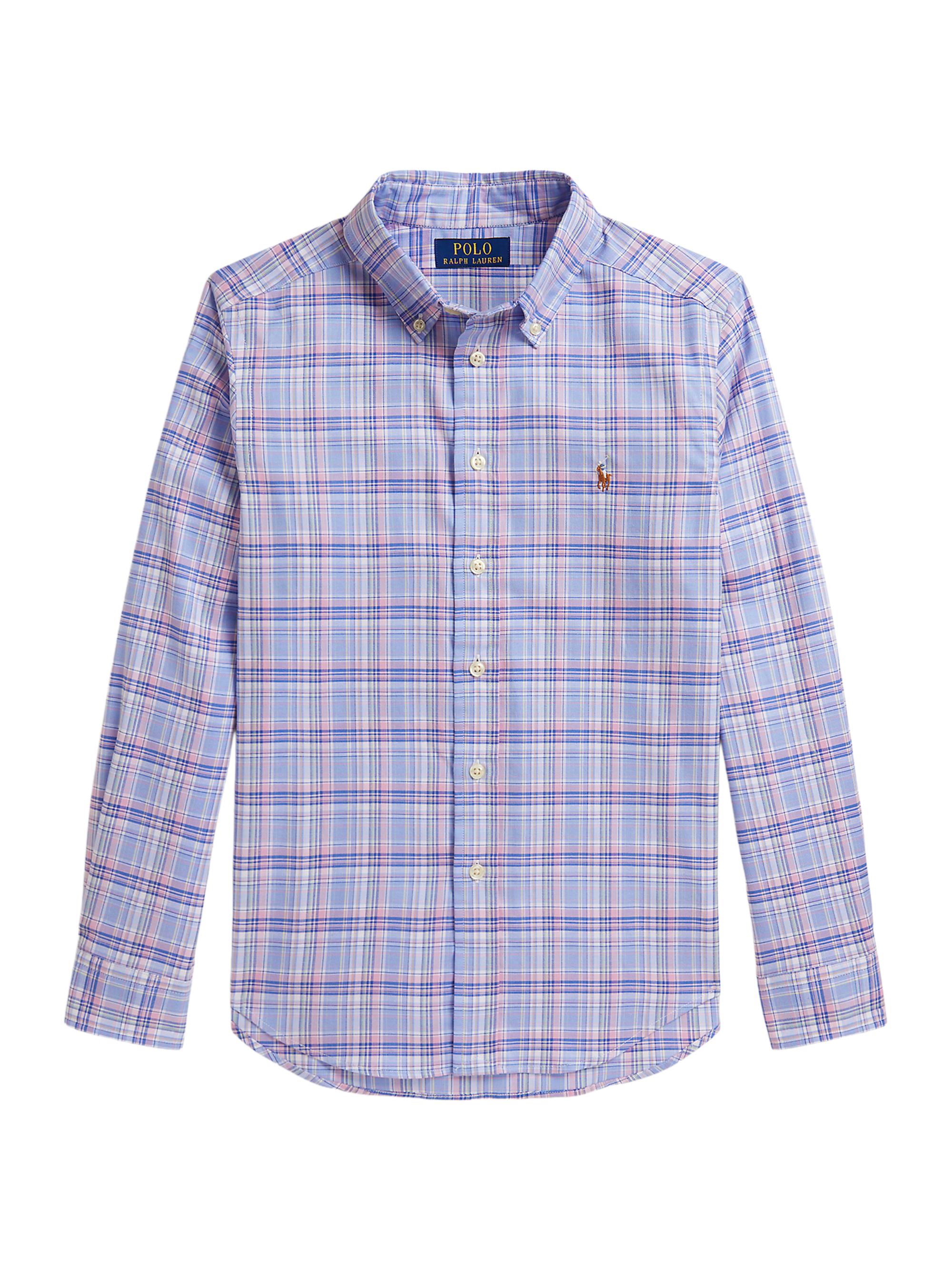 Polo Ralph Lauren Little Boy's & Boy's Plaid Performance Oxford Shirt - Blue Pink Multi