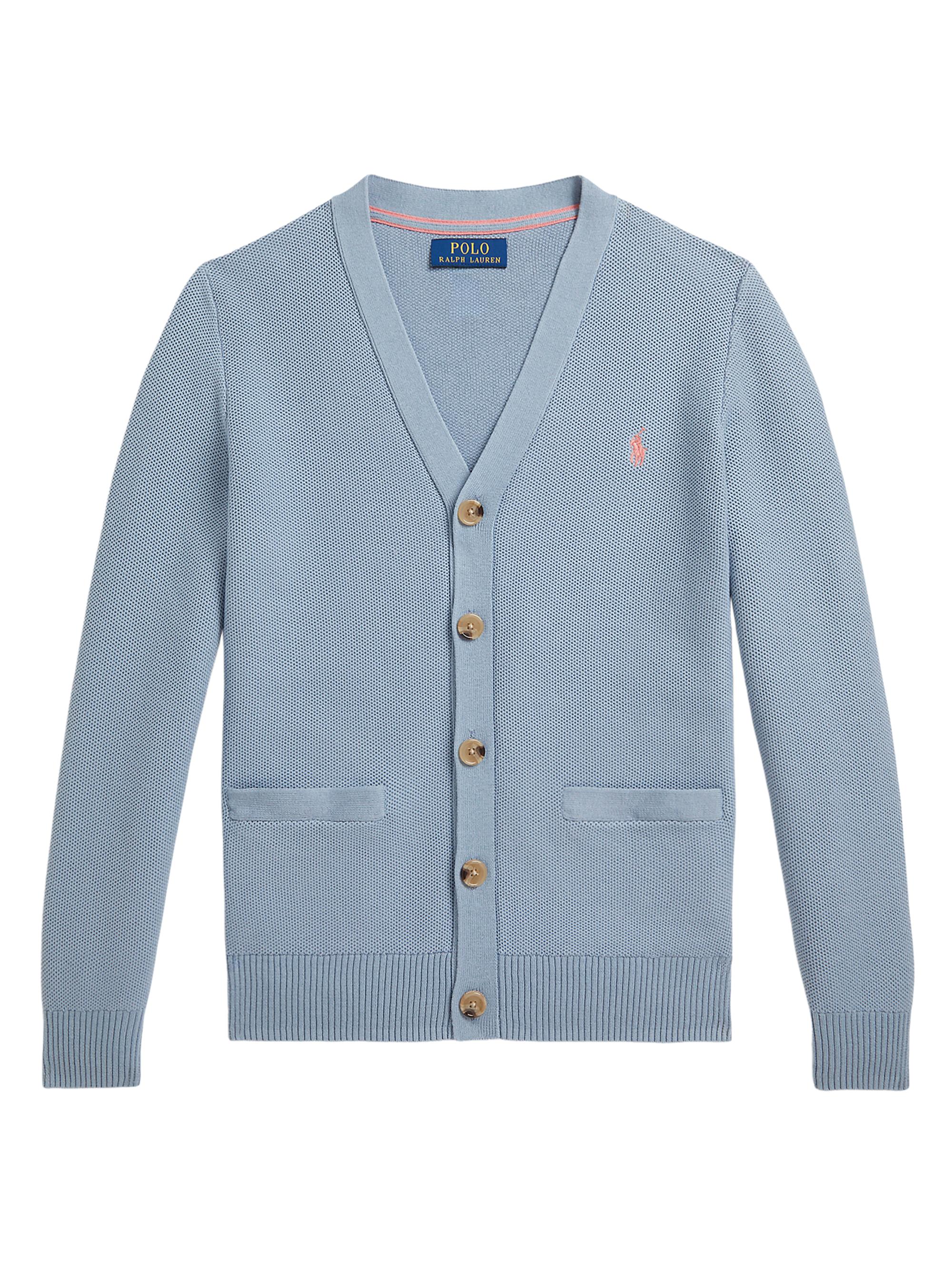 Polo Ralph Lauren Little Boy's & Boy's Mesh Cotton V-Neck Cardigan - Vessel Blue