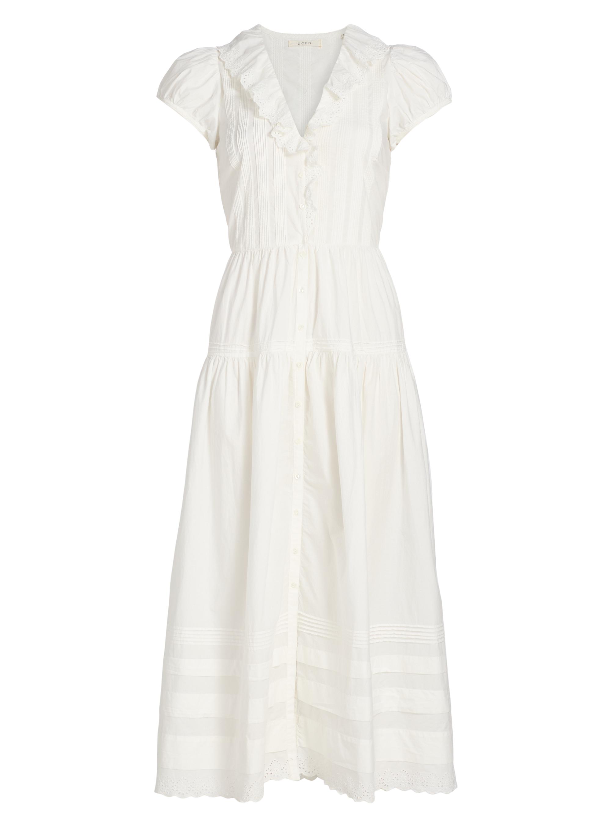 DÔEN Women's Eliette Cotton Poplin Midi-Dress - Salt