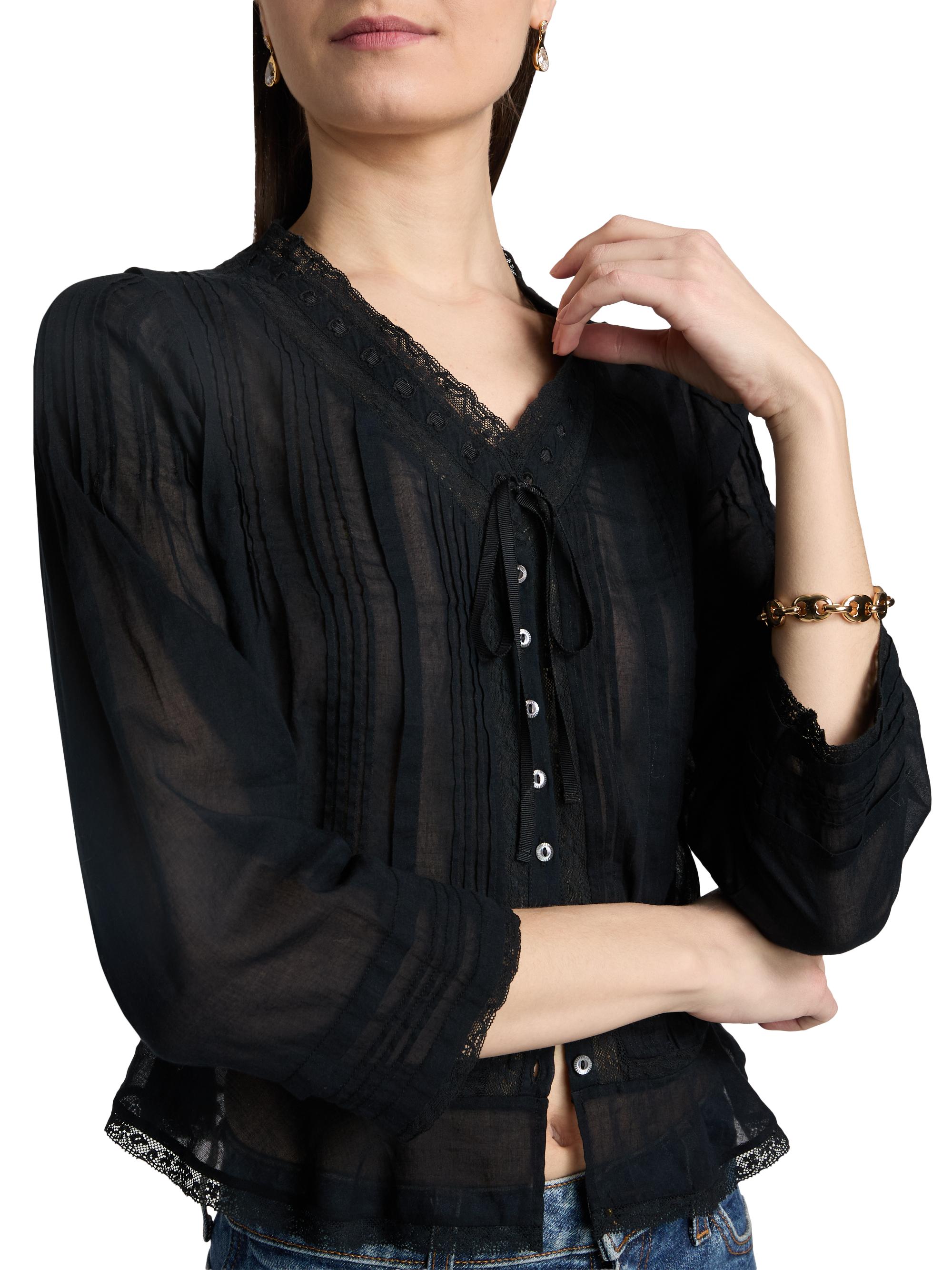 DÔEN Hillock Lace-Trim Cotton Top | Saks Fifth Avenue