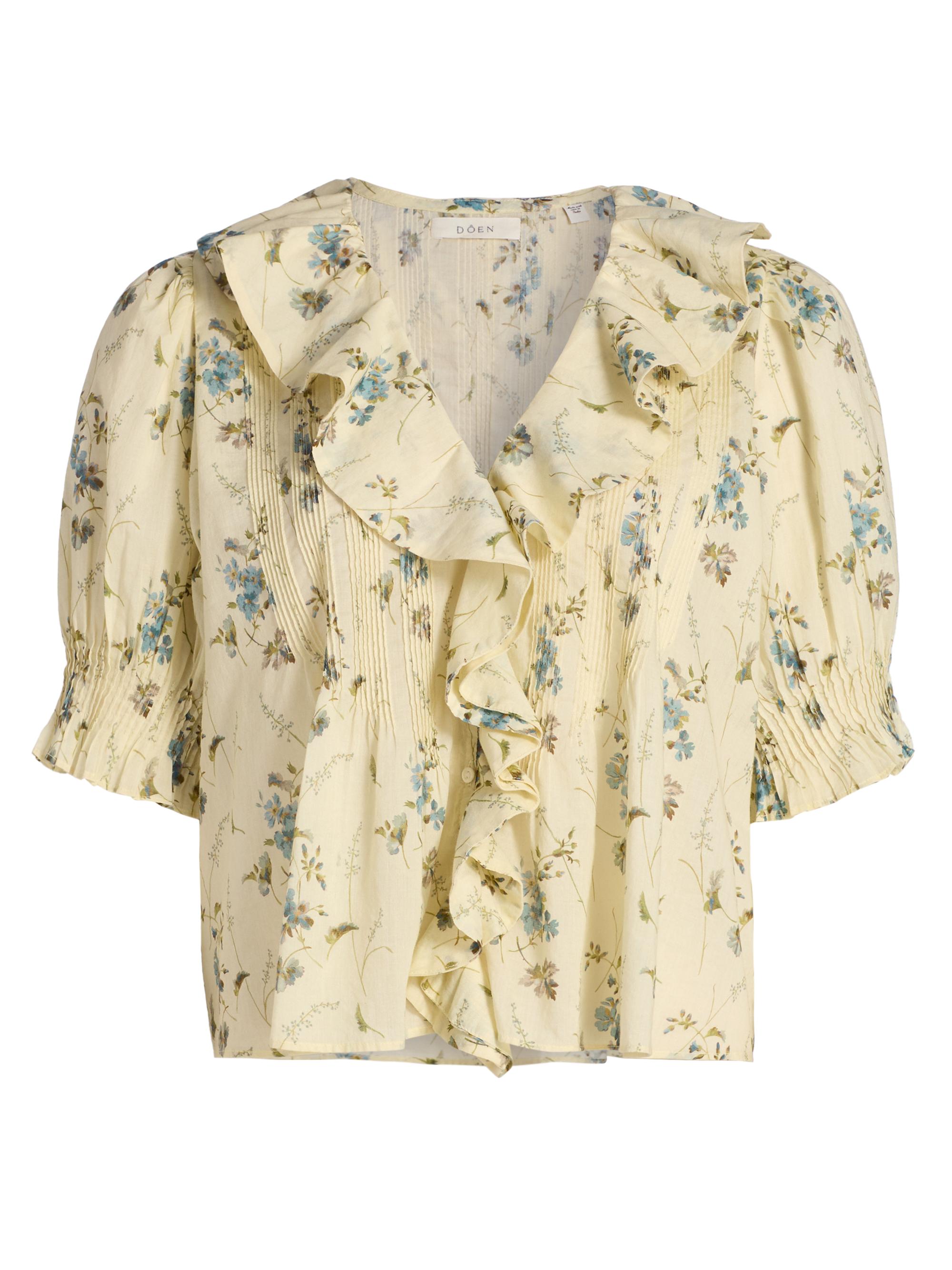 DÔEN Women's Henri Floral Ruffle Top - Sunshine Prairie Rose