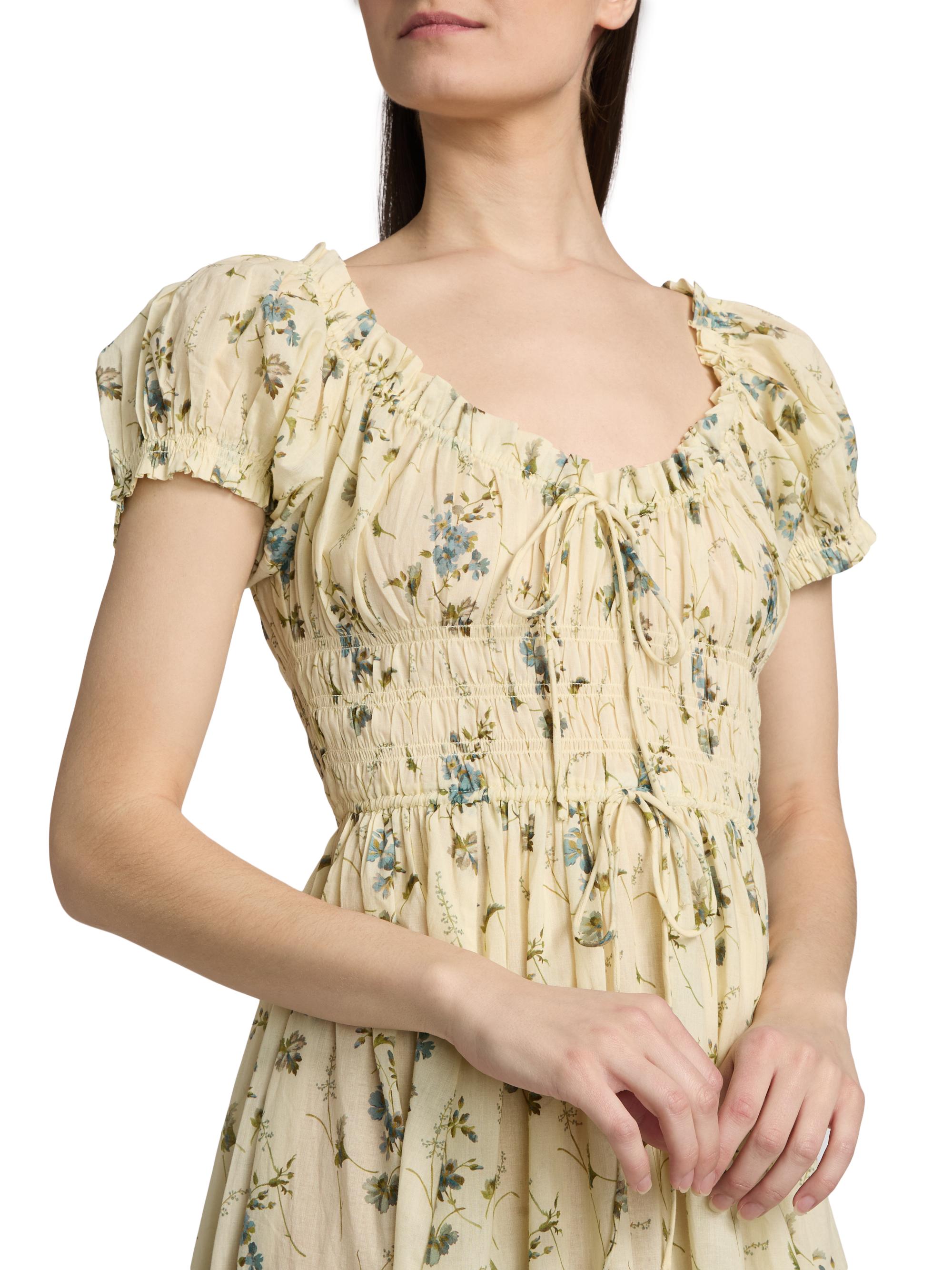 dôen ashlynn floral cotton midi-dress DÔEN Women's Ashlynn Floral Cotton Midi-Dress - Sunshine Prairie Rose