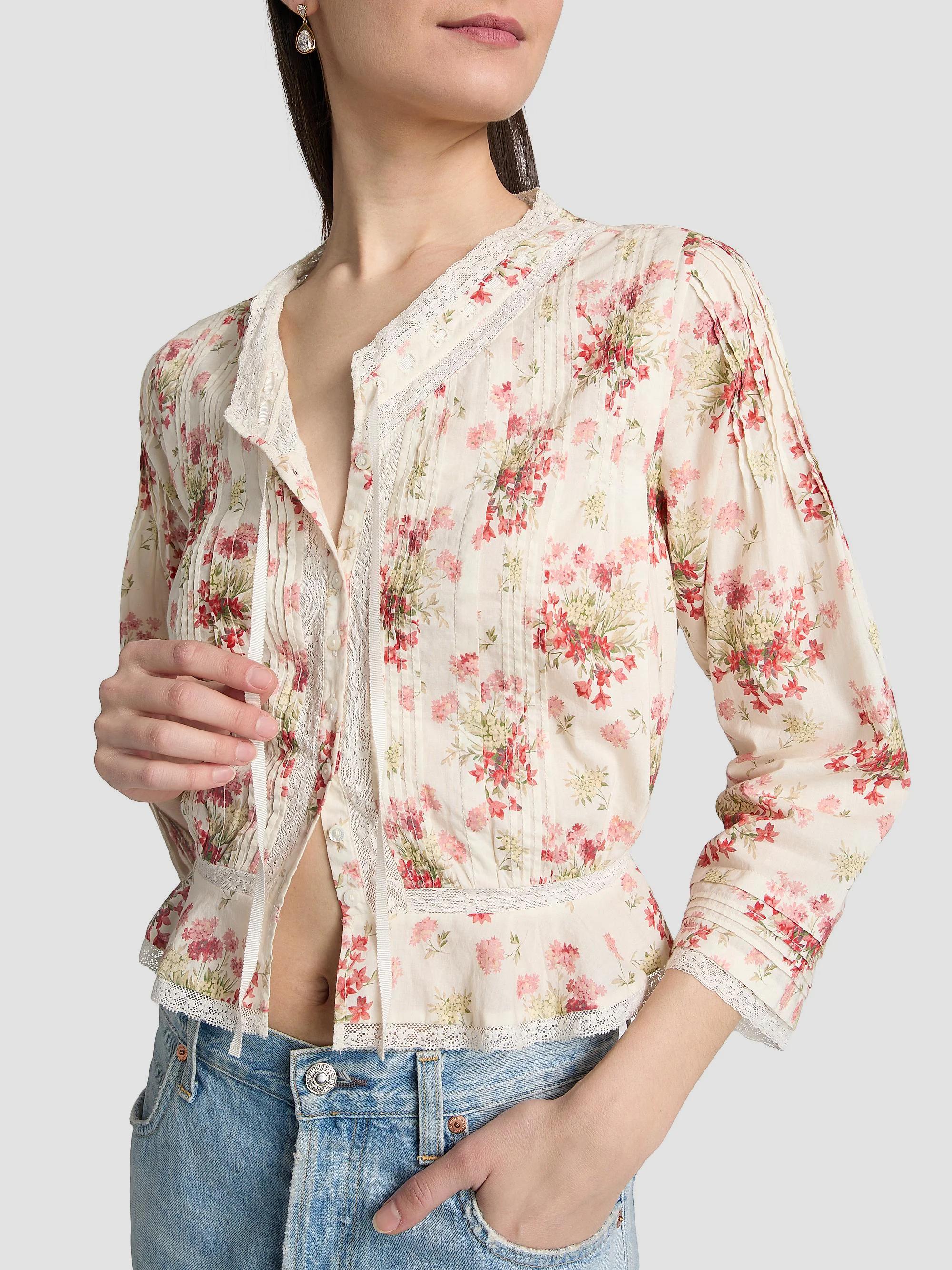 DÔEN Hillock Floral Lace-Trim Cotton Top | Saks Fifth Avenue