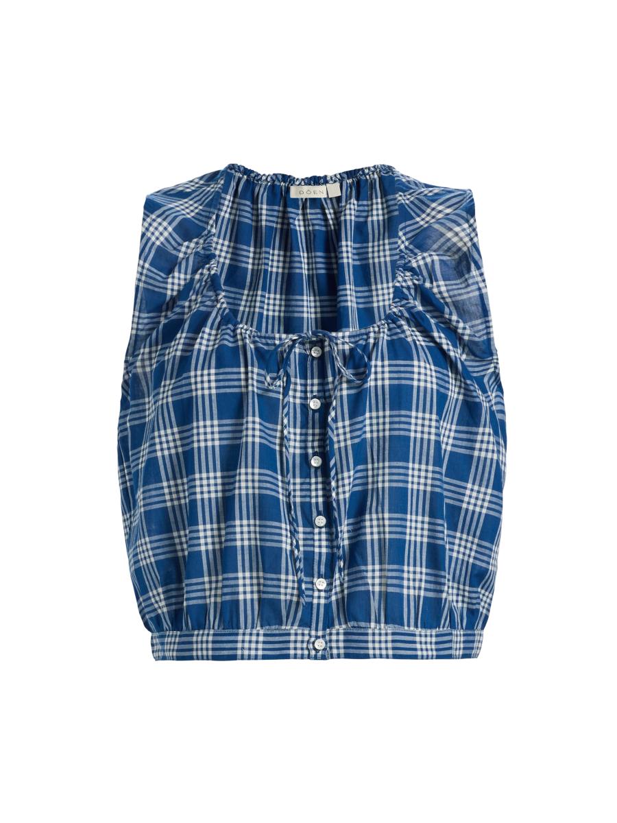 DÔEN Theo Plaid Cotton Top | Saks Fifth Avenue
