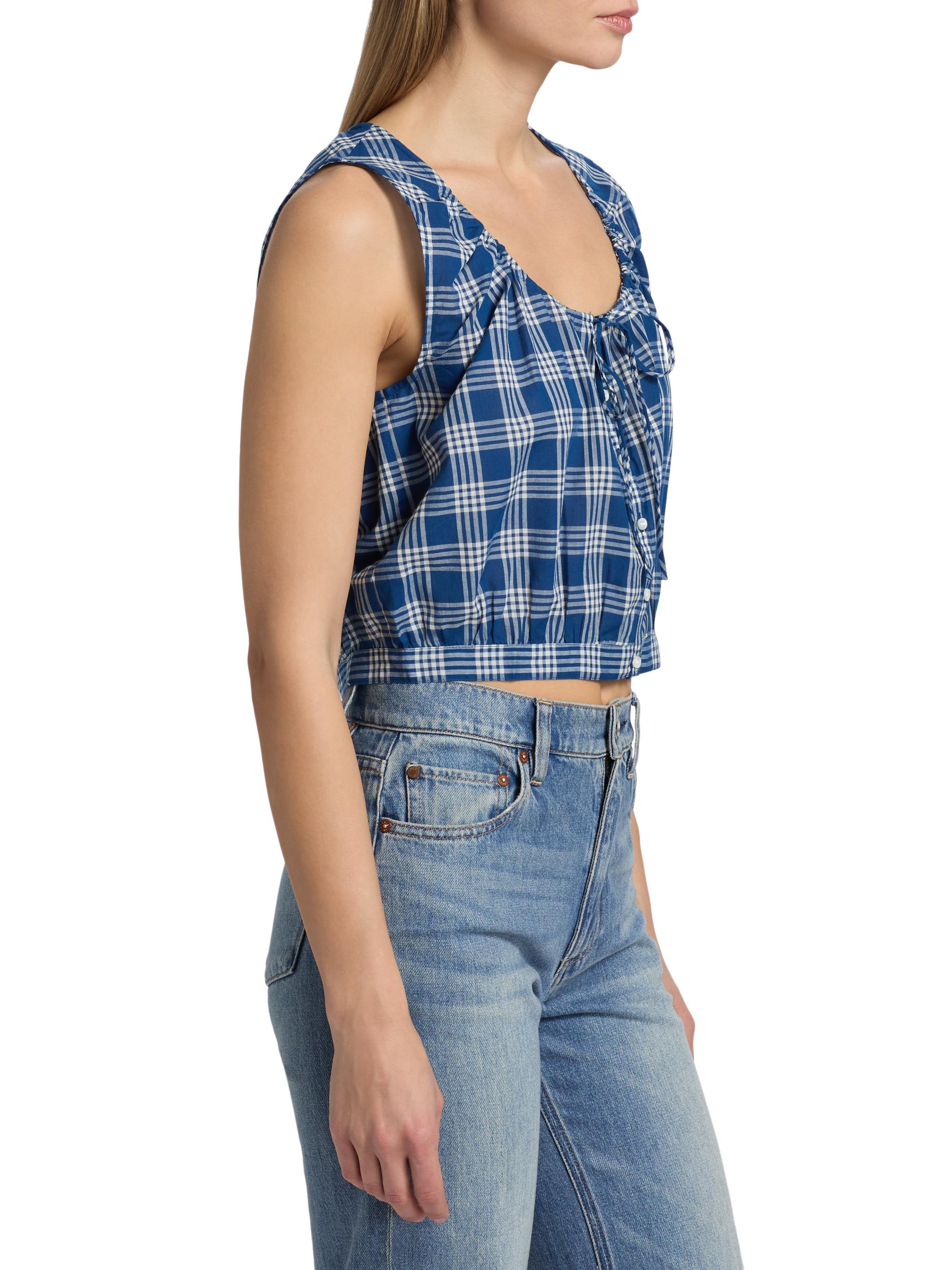 DÔEN Theo Plaid Cotton Top | Saks Fifth Avenue