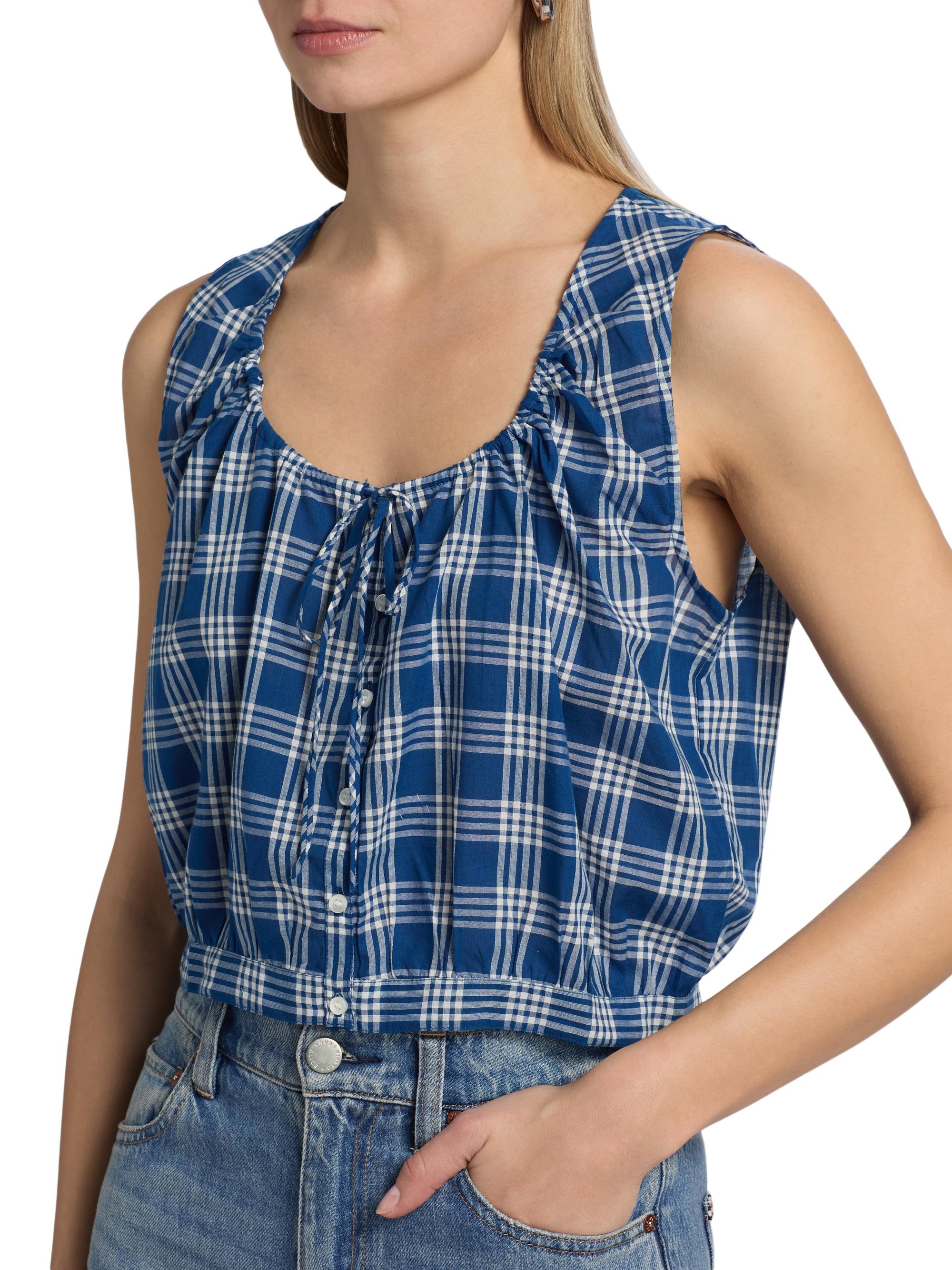 DÔEN Theo Plaid Cotton Top | Saks Fifth Avenue