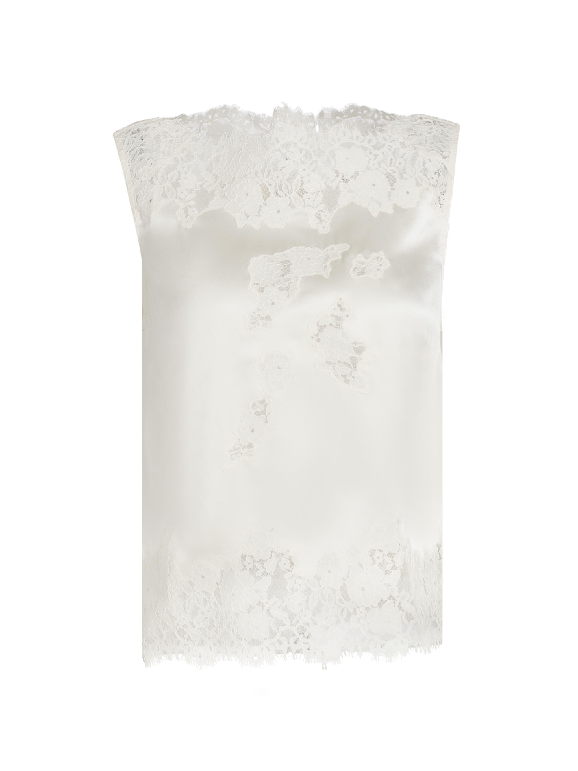 Women's Viviane Lace Silk Top - Sea Salt