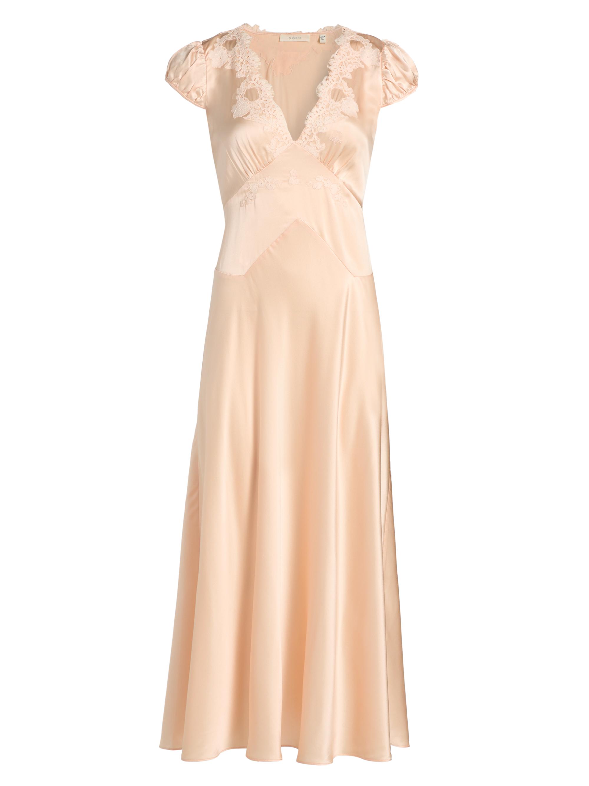 DÔEN Women's Coraline Silk Lace-Trimmed Dress - Peach Sorbet