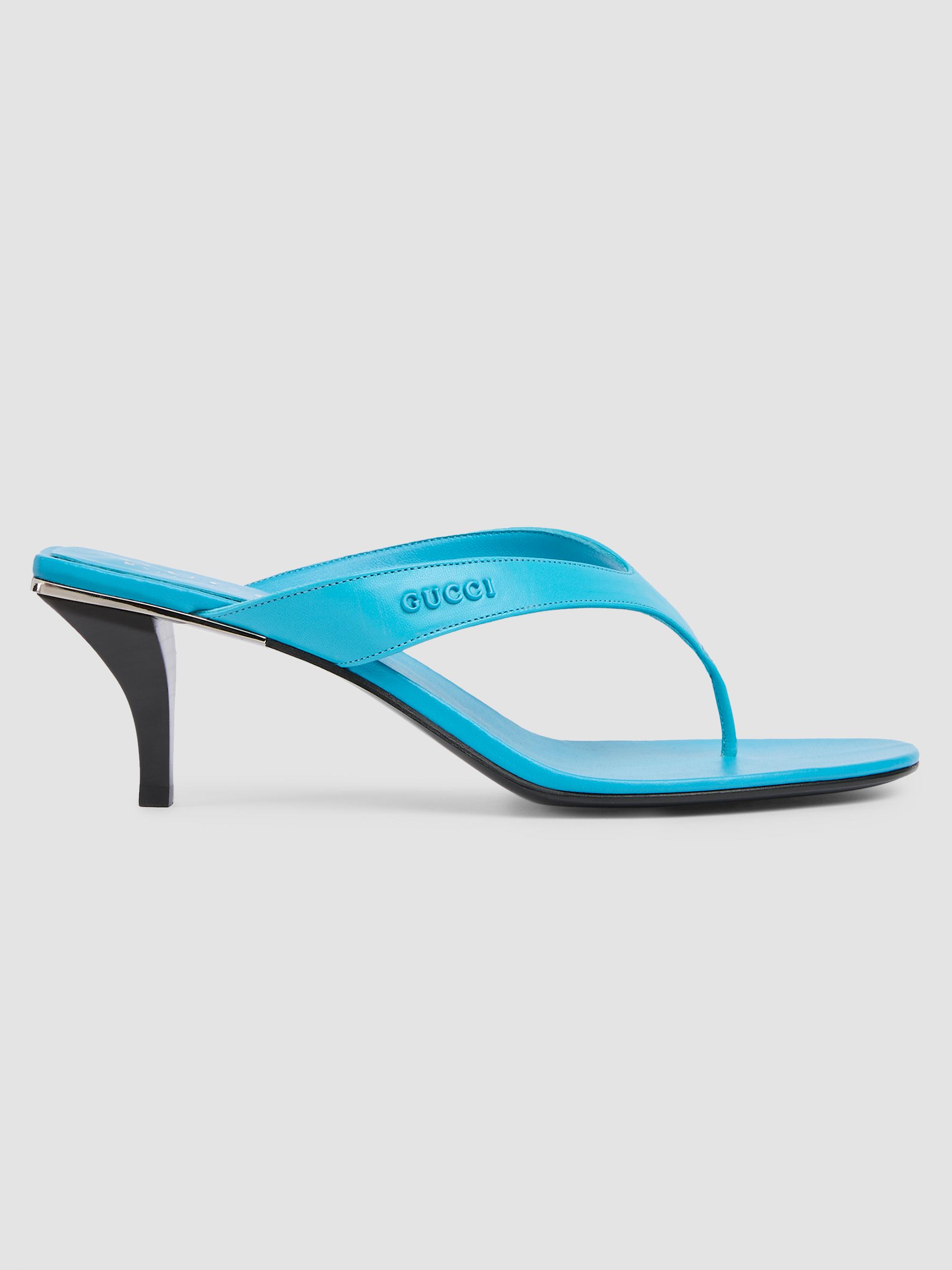 Gucci Women's Vittoria 55MM Leather Thong Sandals - Twilight Blue | Thumbnail 7