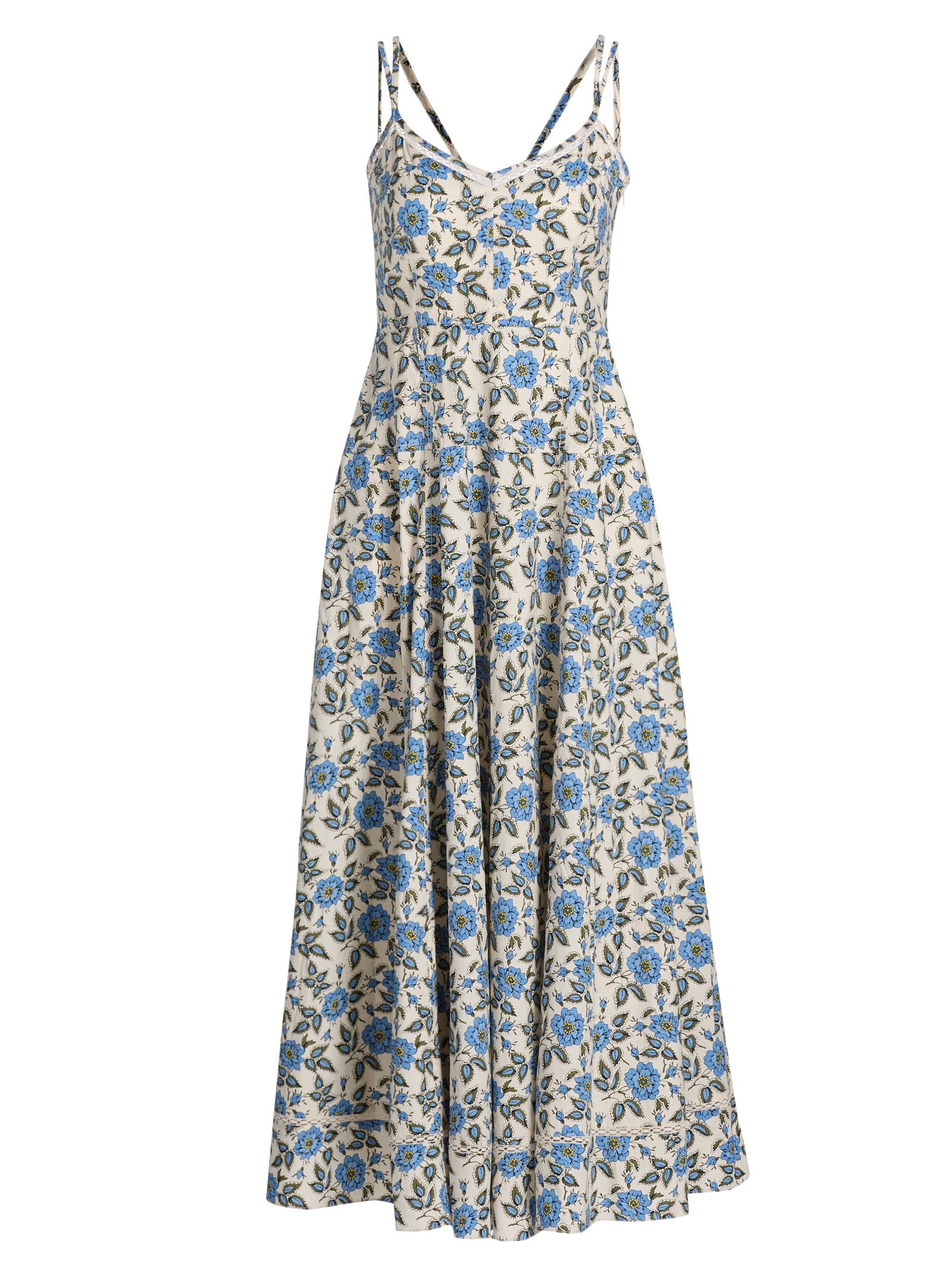 Derek Lam 10 Crosby Women's Adair Floral Double Strap Cotton Midi-Dress - Blue Bell Floral
