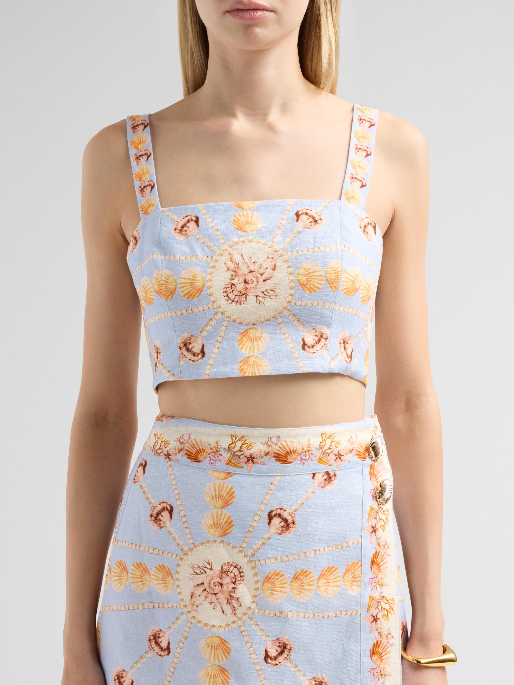 Cara Cara Women's Helena Seashell Print Linen Top - Seashell Stripe | Thumbnail 5
